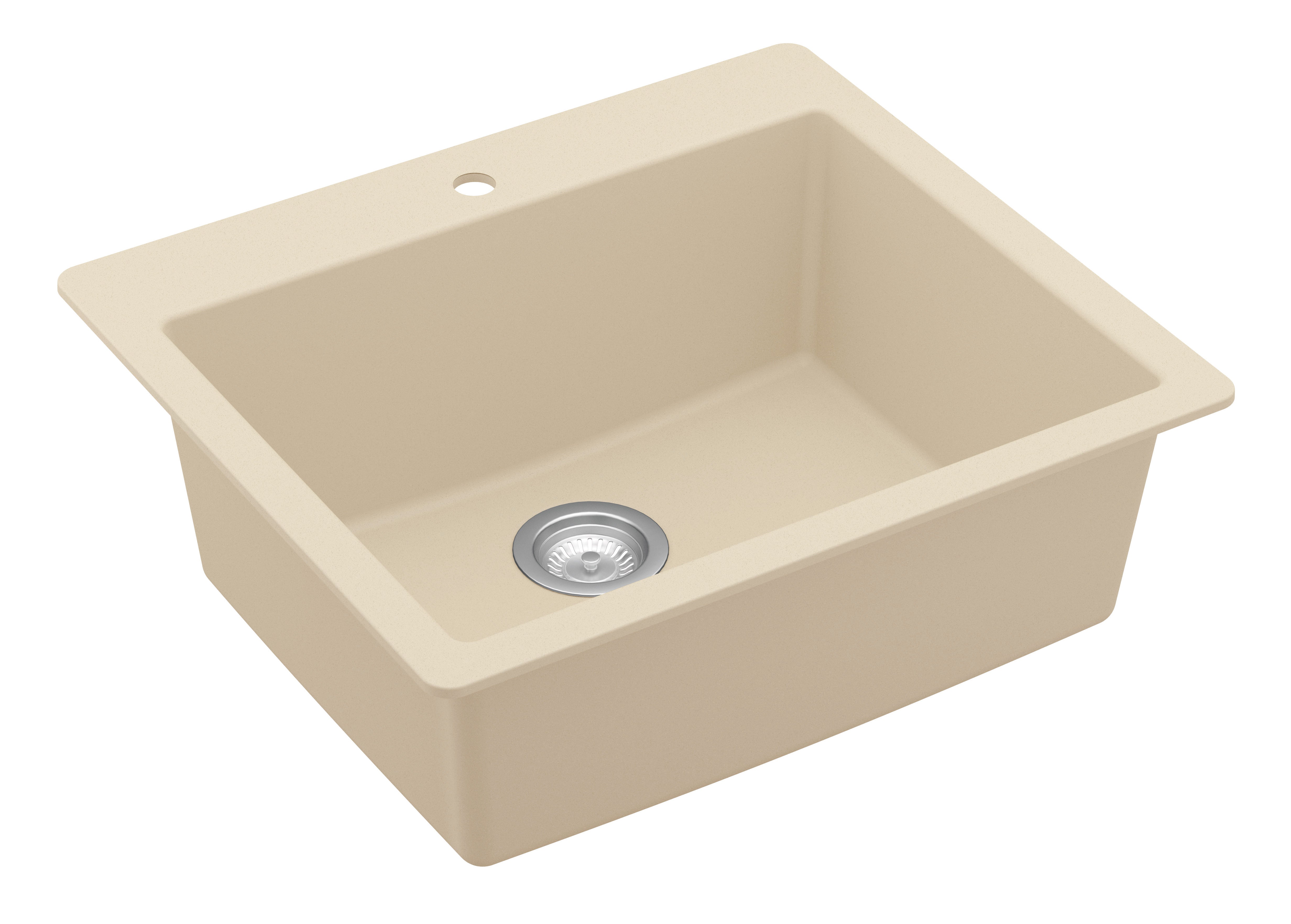 Alternate Image for Karran 25" Drop In/Topmount Quartz Composite Kitchen Sink with Accessories, Bisque, QT-820-BI-PK1