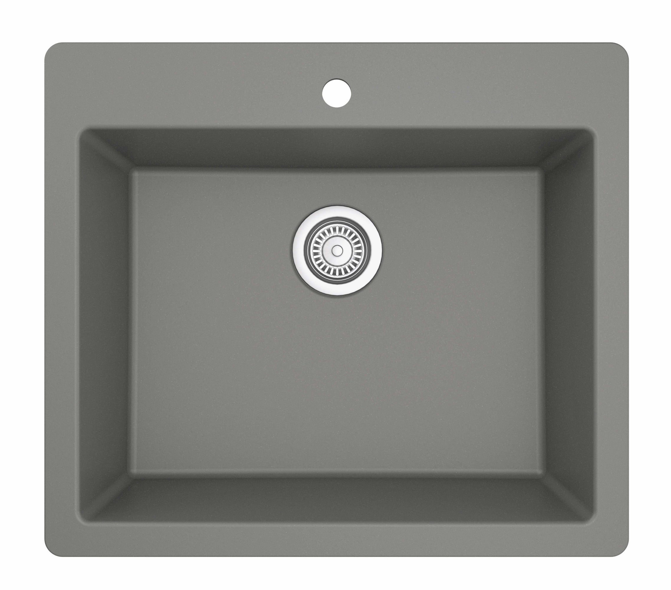 Alternate Image for Karran 25" Drop In/Topmount Quartz Composite Kitchen Sink with Accessories, Grey, QT-820-GR-PK1