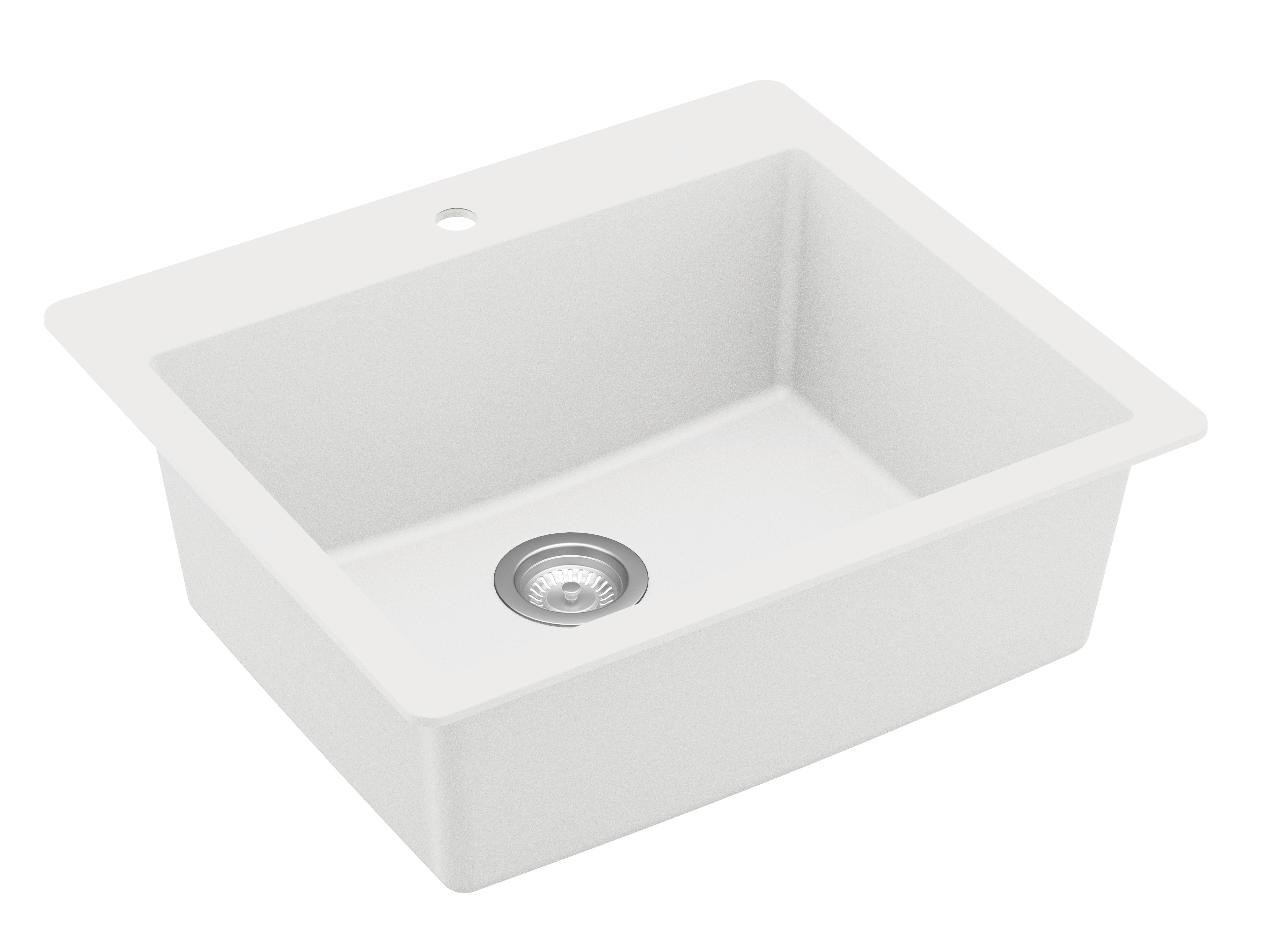 Alternate Image for Karran 25" Drop In/Topmount Quartz Composite Kitchen Sink with Accessories, White, QT-820-WH-PK1