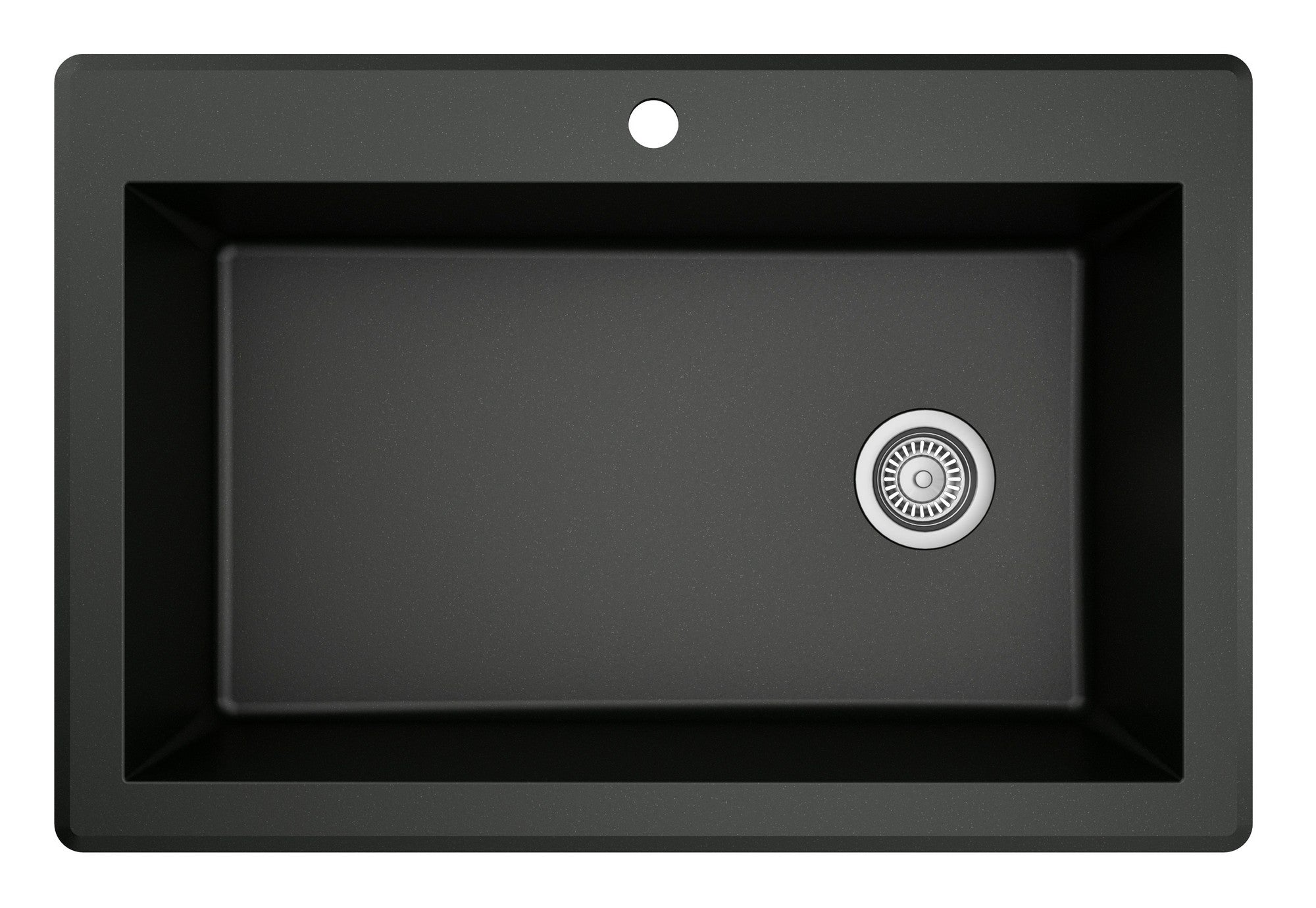 Karran 33" Drop In/Topmount Quartz Composite Kitchen Sink with Stainless Steel Faucet and Accessories, Black, QT670BL210SS