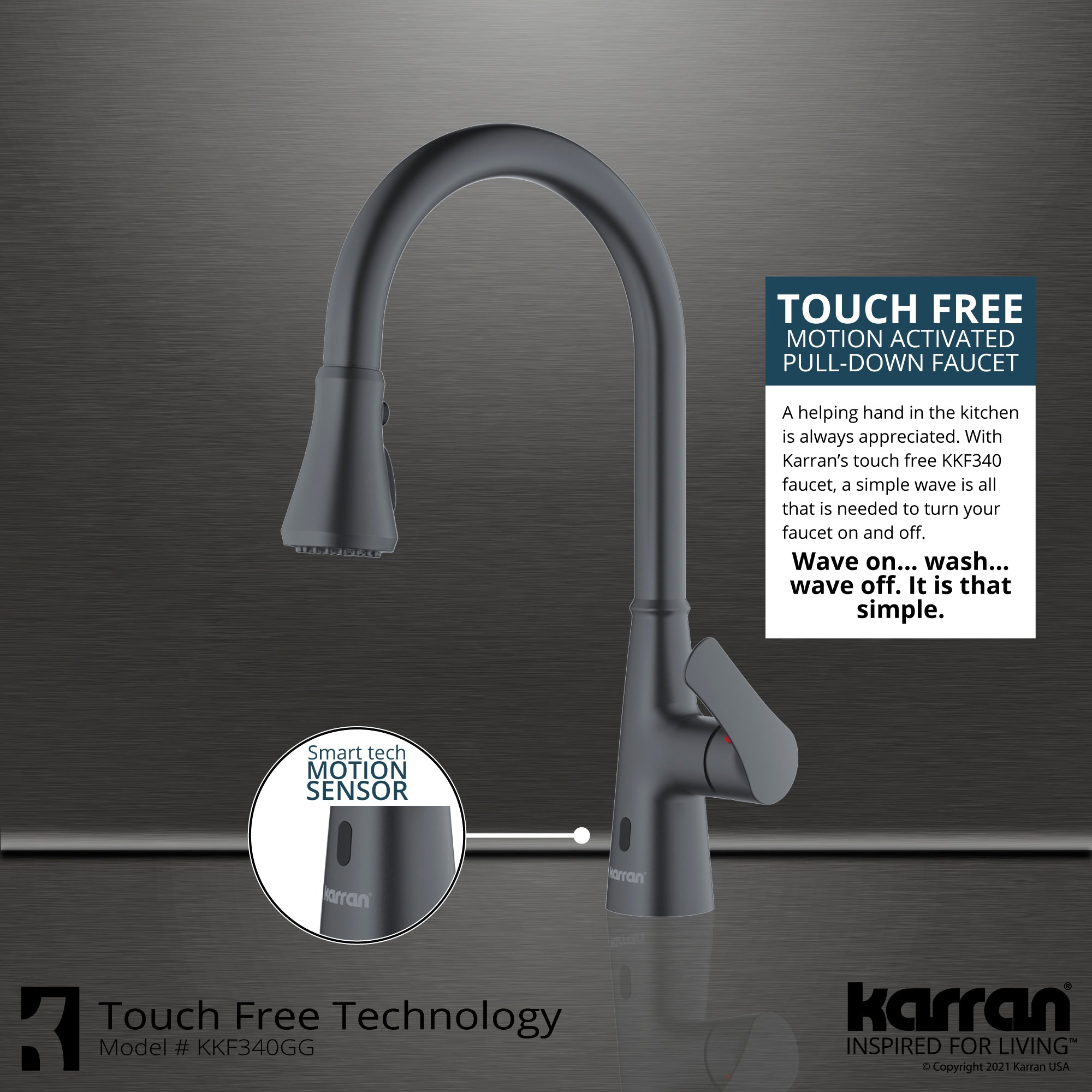Alternate Image for Karran 33" Drop In/Topmount Quartz Composite Kitchen Sink with Gunmetal Grey Faucet and Accessories, 50/50 Double Bowl, Black, QT810BLKKF340GG