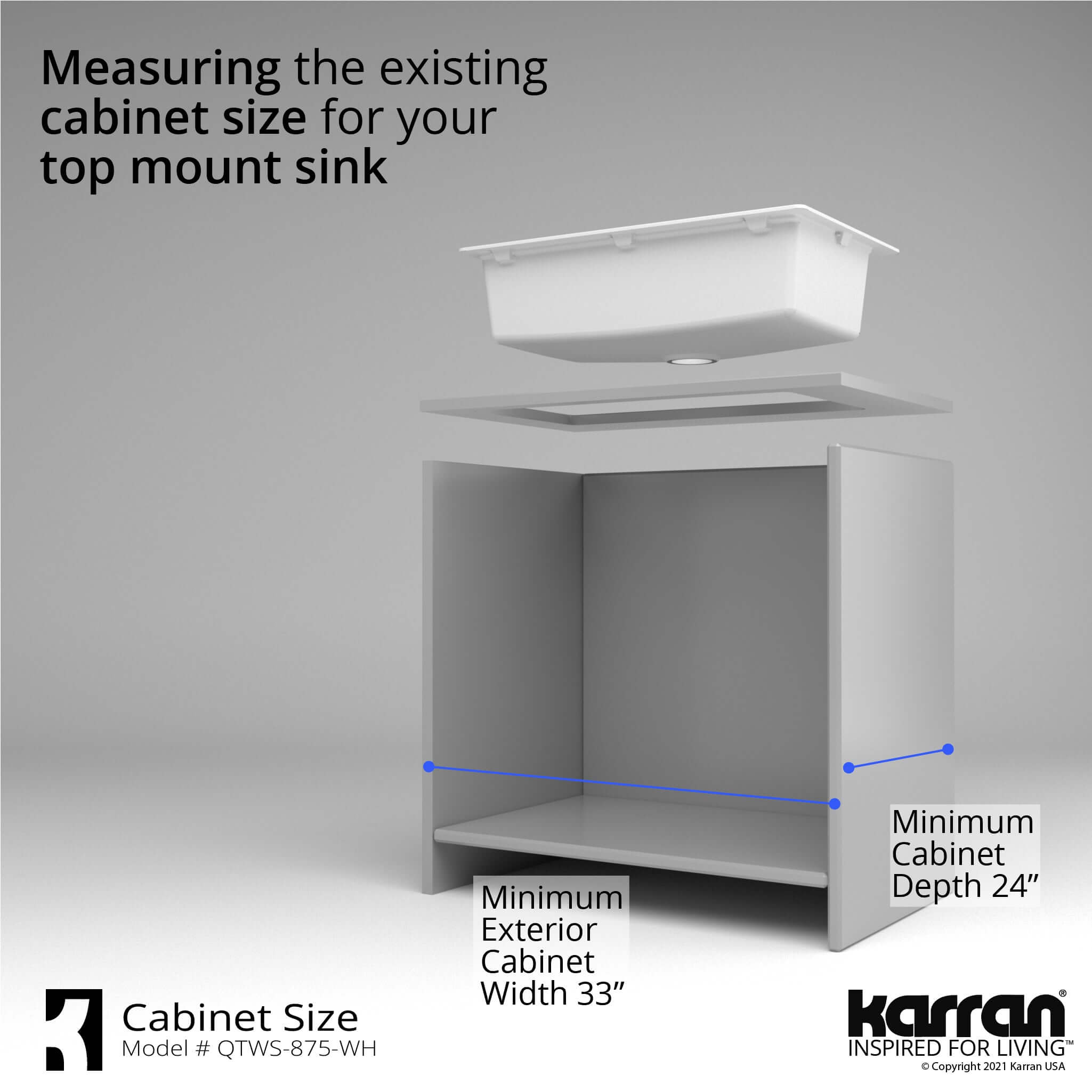 Alternate Image for Karran 33" Drop In/Topmount Quartz Composite Workstation Kitchen Sink with Accessories, White, QTWS-875-WH