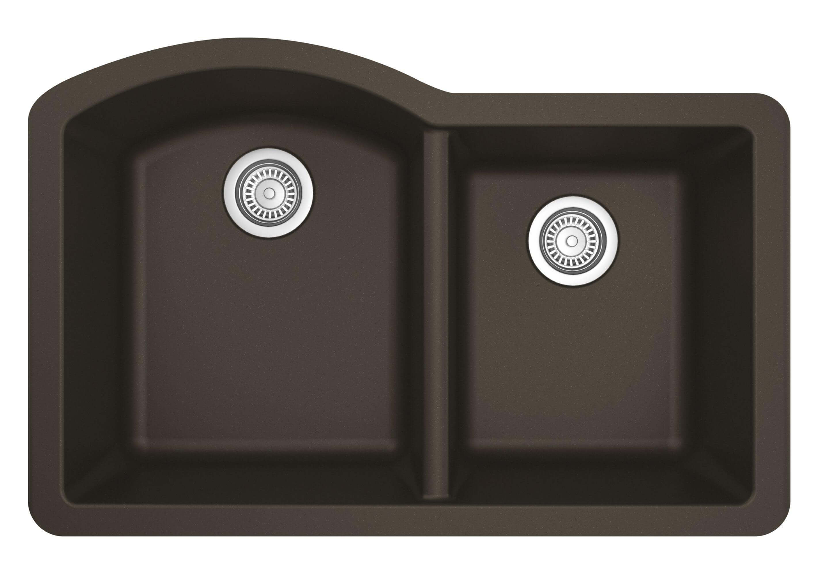 Alternate Image for Karran 32" Undermount Quartz Composite Kitchen Sink, 60/40 Double Bowl, Brown, QU-610-BR-PK1