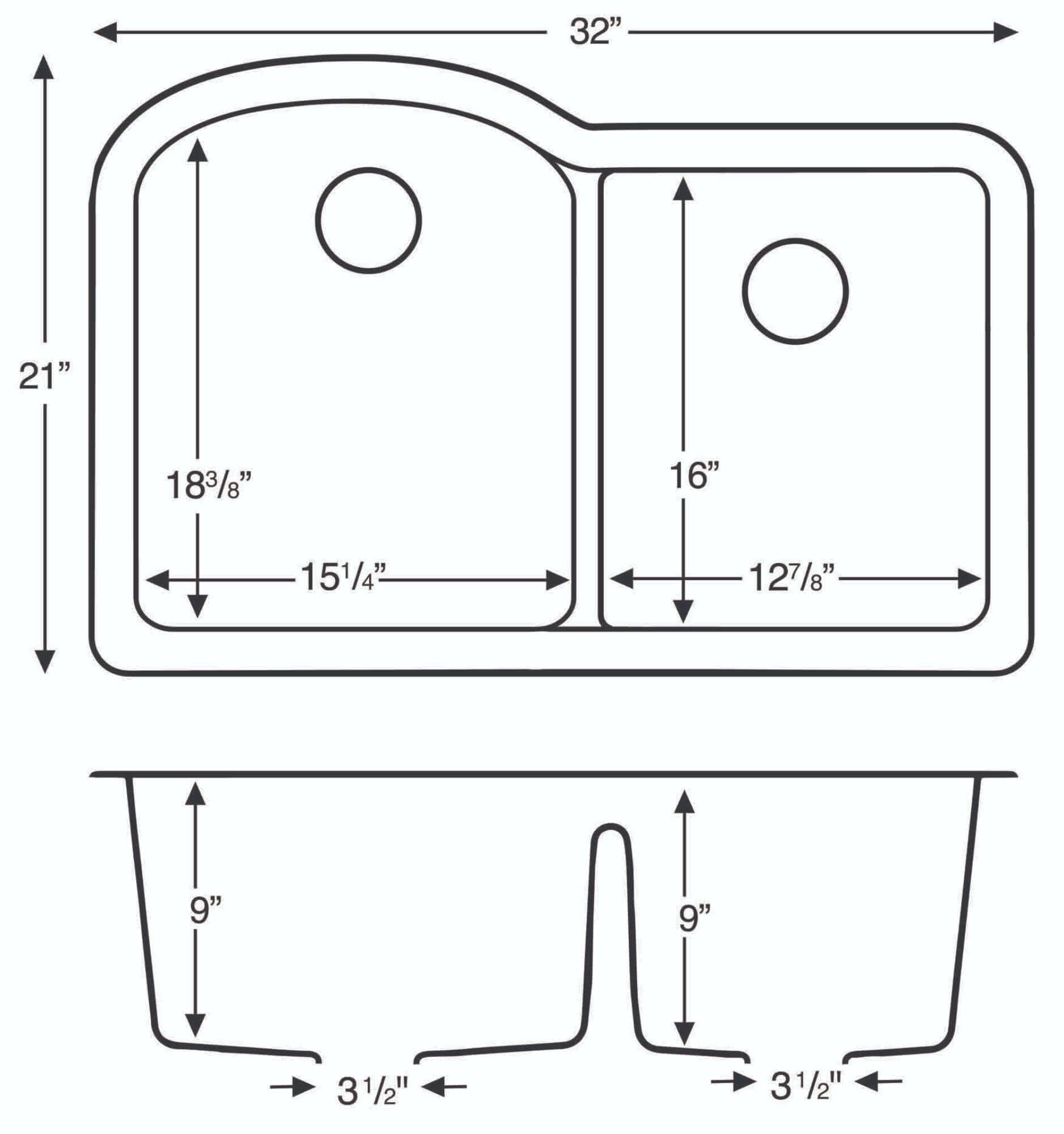 Alternate Image for Karran 32" Undermount Quartz Composite Kitchen Sink, 60/40 Double Bowl, Brown, QU-610-BR-PK1