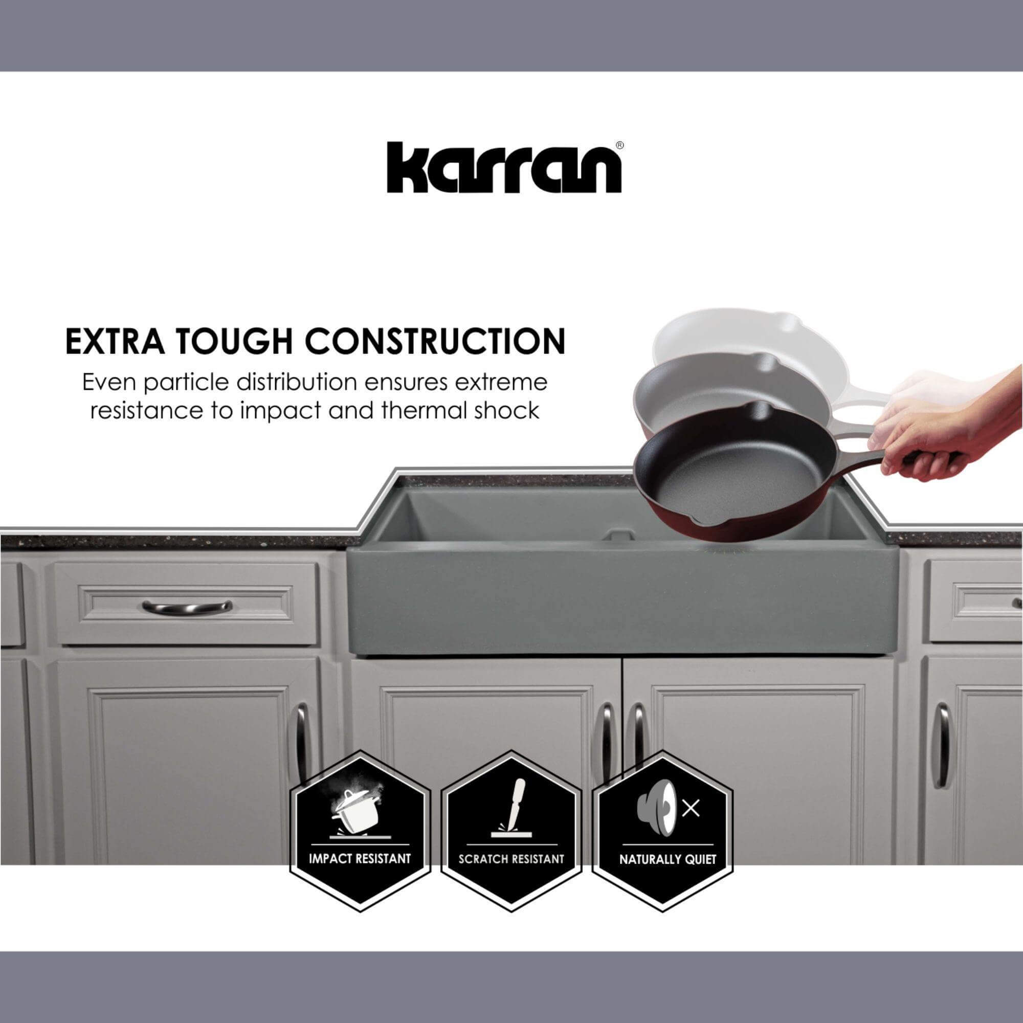 Alternate Image for Karran 32" Undermount Quartz Composite Kitchen Sink, 60/40 Double Bowl, Brown, QU-610-BR-PK1