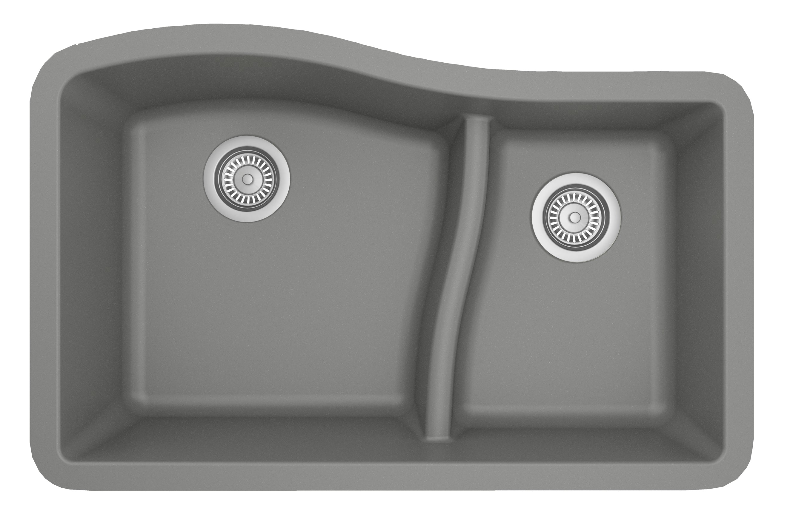Karran 32" Undermount Quartz Composite Kitchen Sink, 60/40 Double Bowl, Grey, QU-630-GR