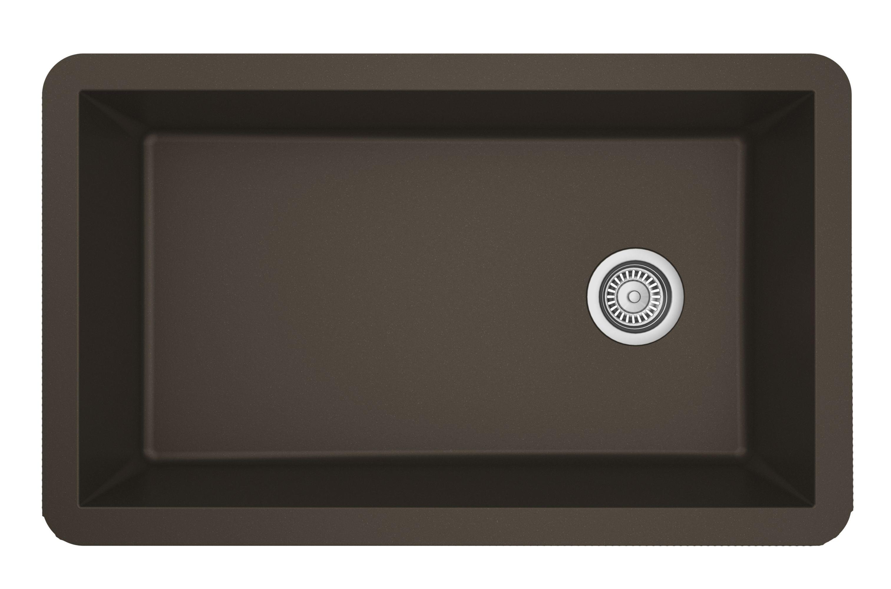 Karran 32" Undermount Quartz Composite Kitchen Sink, Brown, QU-670-BR-PK1