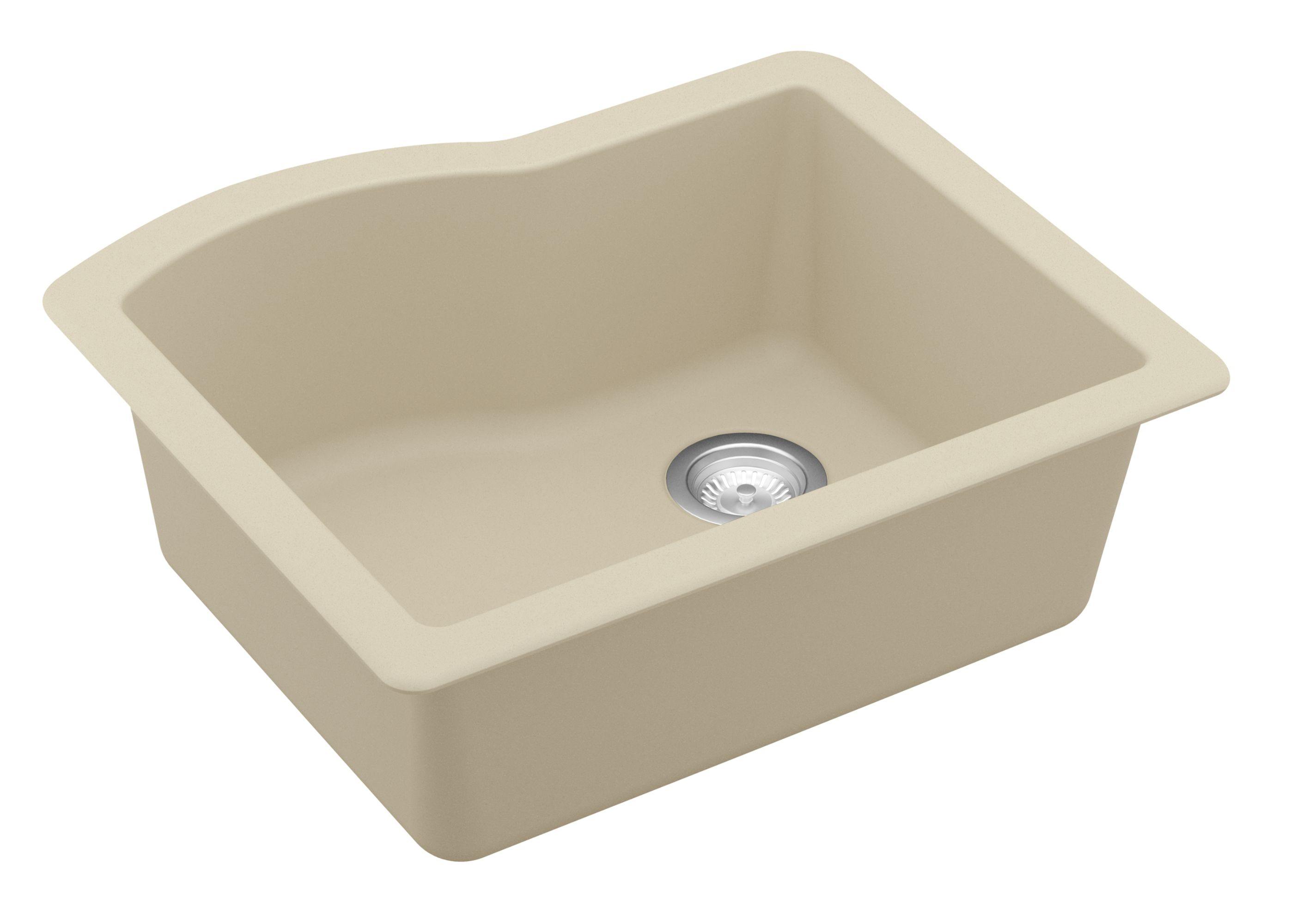 Alternate Image for Karran 24" Undermount Quartz Composite Kitchen Sink, Bisque, QU-671-BI-PK1