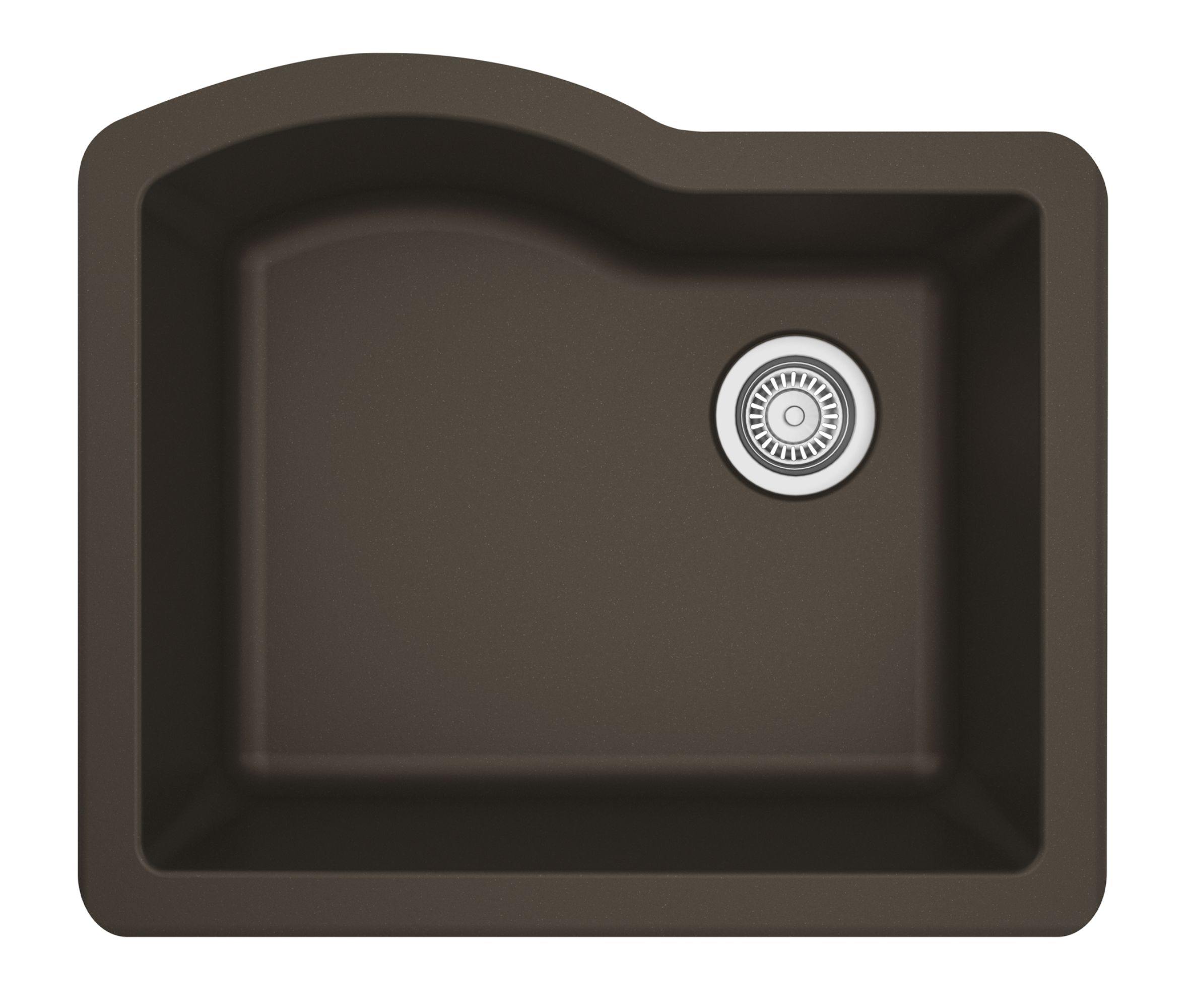 Karran 24" Undermount Quartz Composite Kitchen Sink, Brown, QU-671-BR-PK1