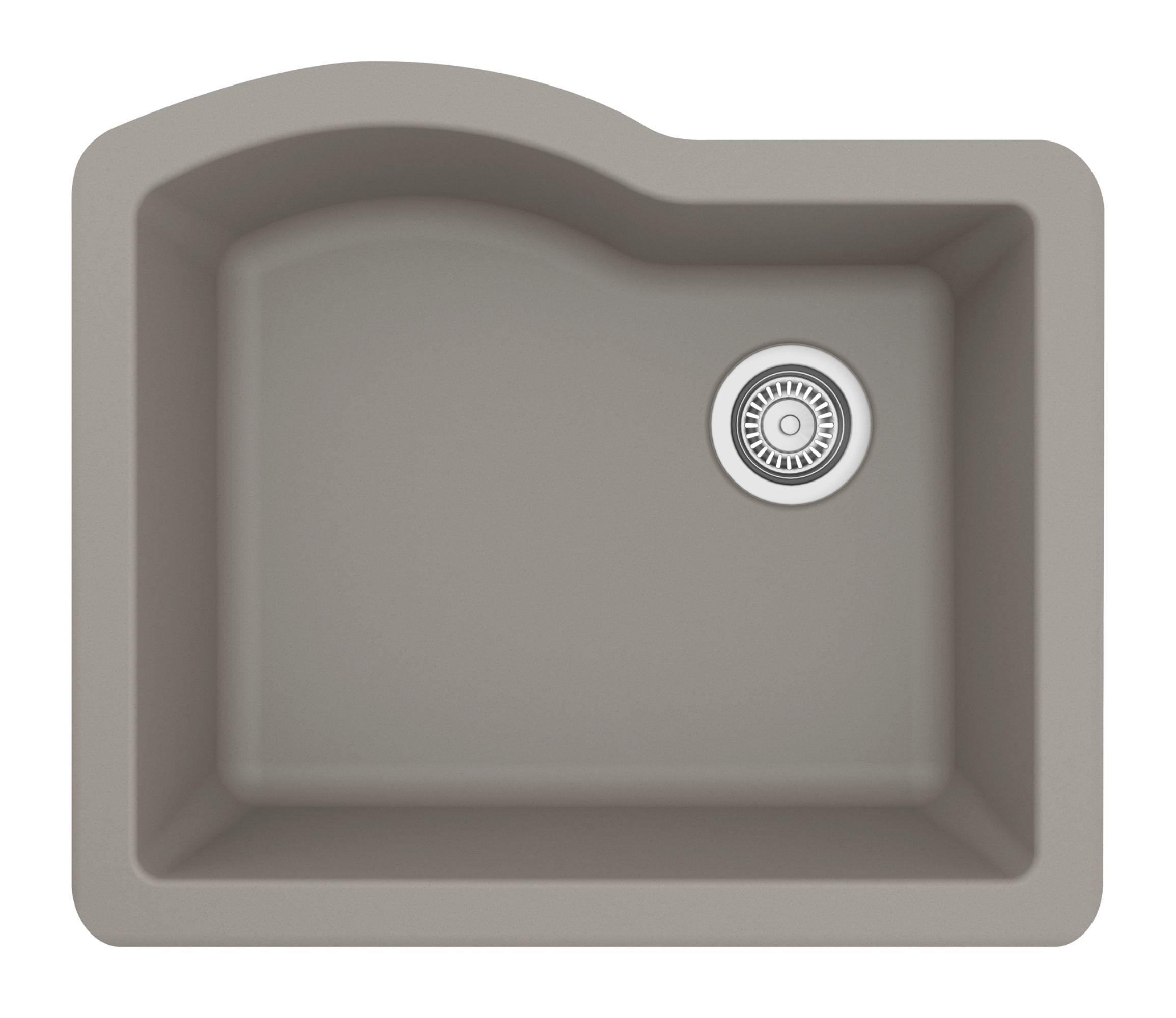 Karran 24" Undermount Quartz Composite Kitchen Sink, Concrete, QU-671-CN-PK1