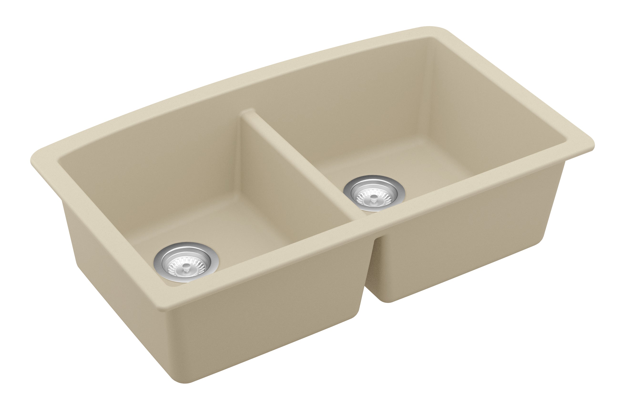 Karran 33" Undermount Quartz Composite Kitchen Sink, 50/50 Double Bowl, Bisque, QU-710-BI
