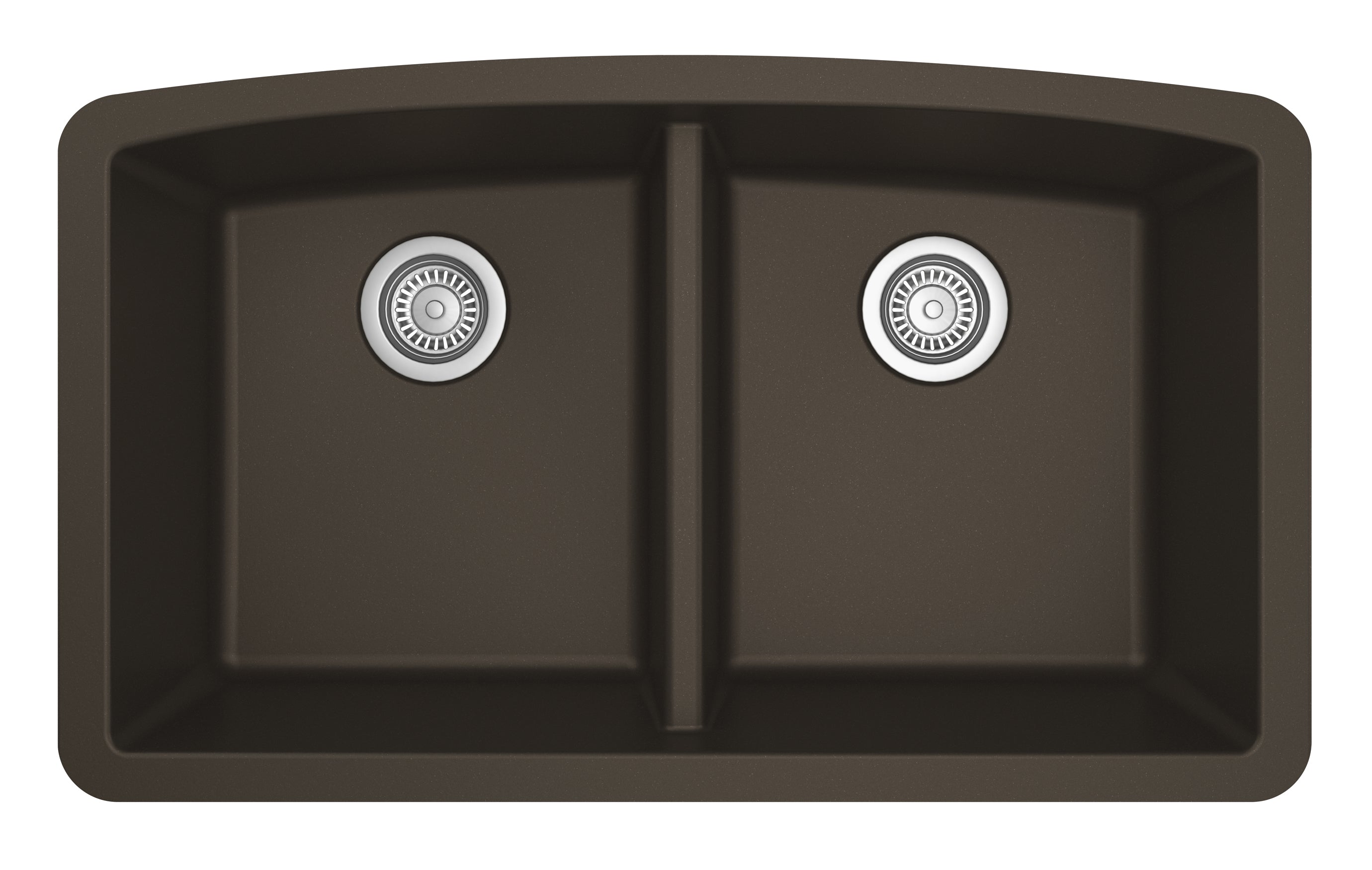 Karran 33" Undermount Quartz Composite Kitchen Sink, 50/50 Double Bowl, Brown, QU-710-BR