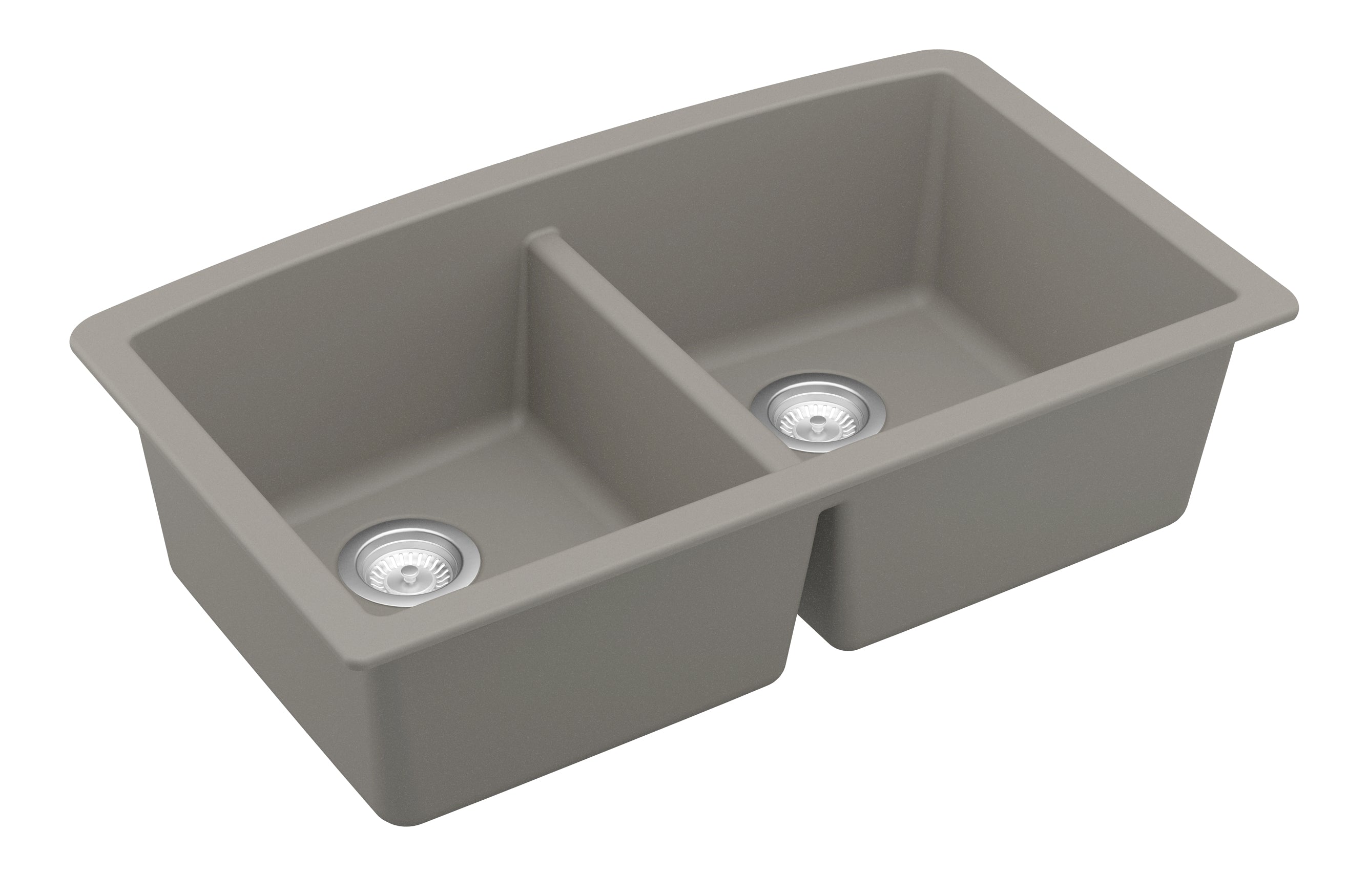 Karran 33" Undermount Quartz Composite Kitchen Sink, 50/50 Double Bowl, Concrete, QU-710-CN