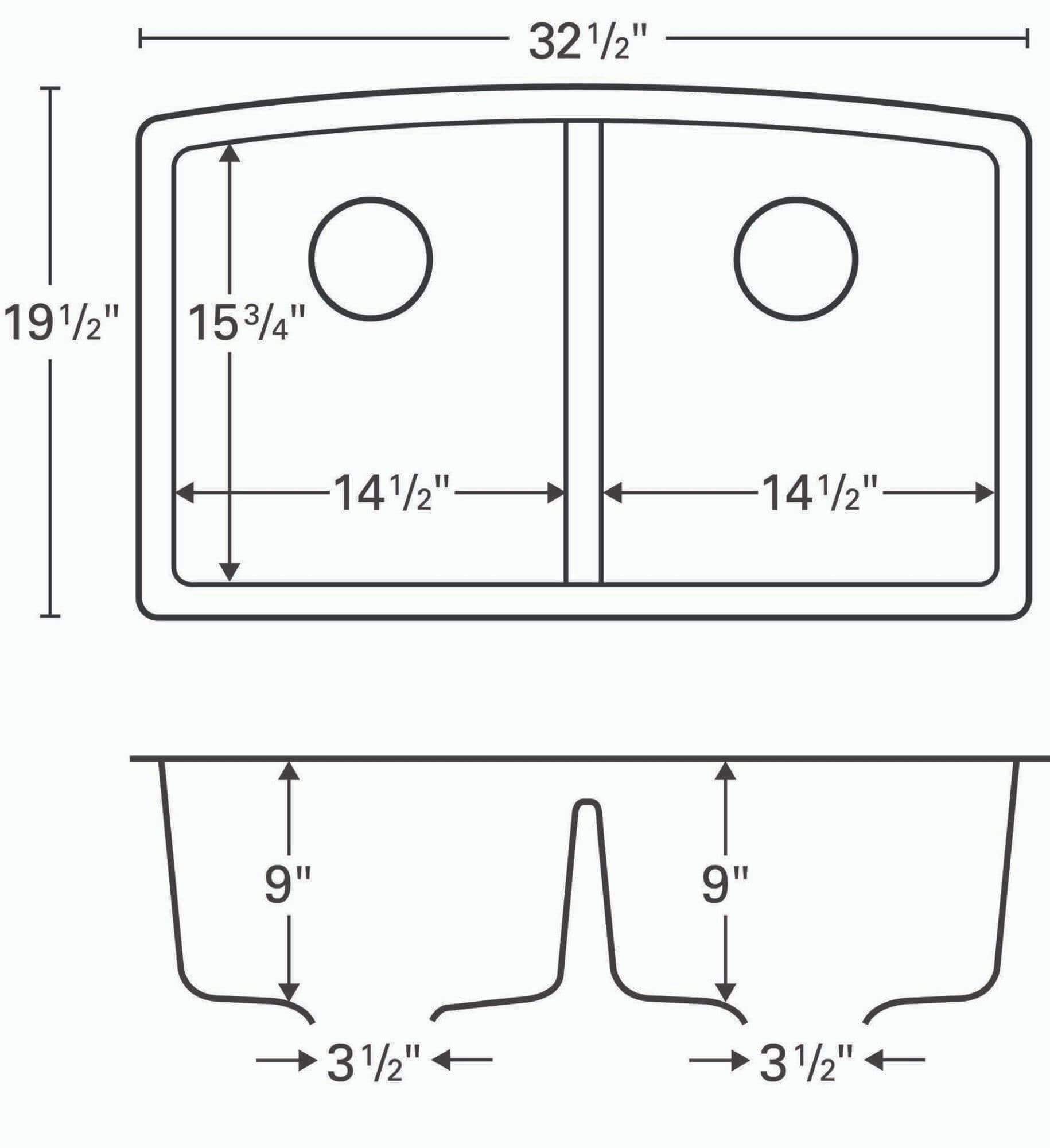 Alternate Image for Karran 33" Undermount Quartz Composite Kitchen Sink, 50/50 Double Bowl, White, QU-710-WH-PK1