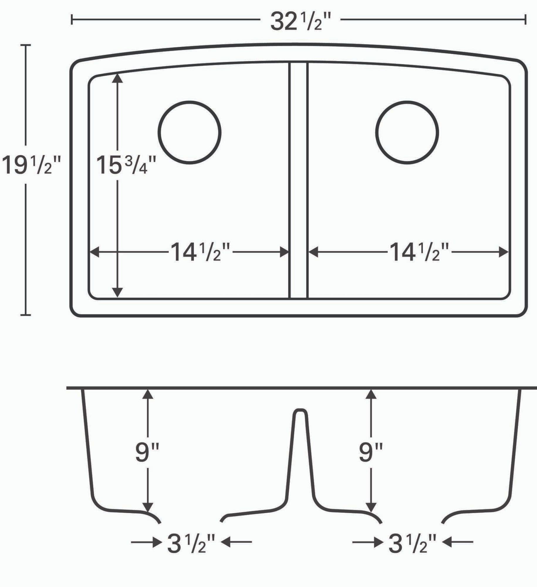 Alternate Image for Karran 33" Undermount Quartz Composite Kitchen Sink, 50/50 Double Bowl, Bisque, QU-710-BI-PK1