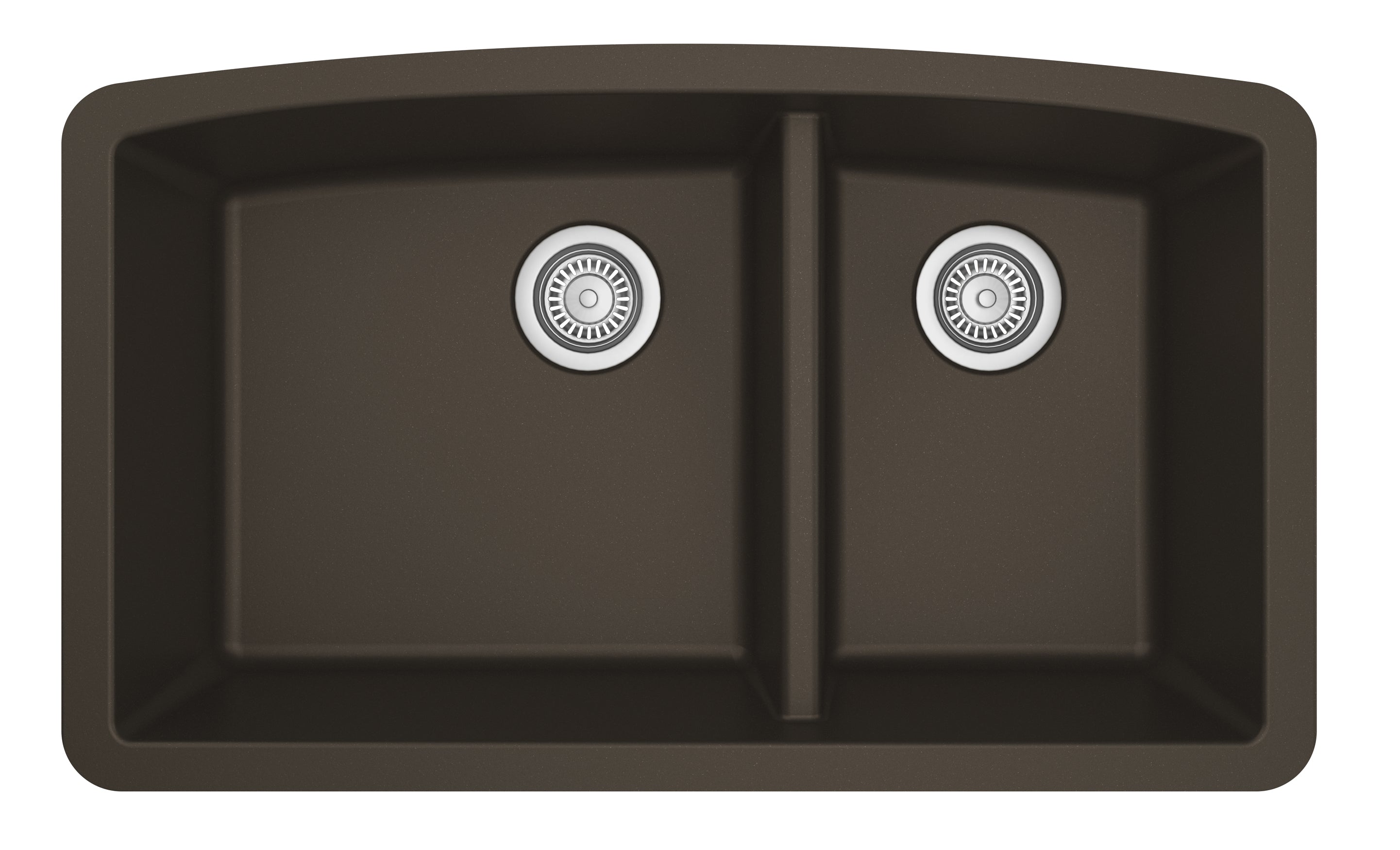 Karran 33" Undermount Quartz Composite Kitchen Sink, 60/40 Double Bowl, Brown, QU-711-BR