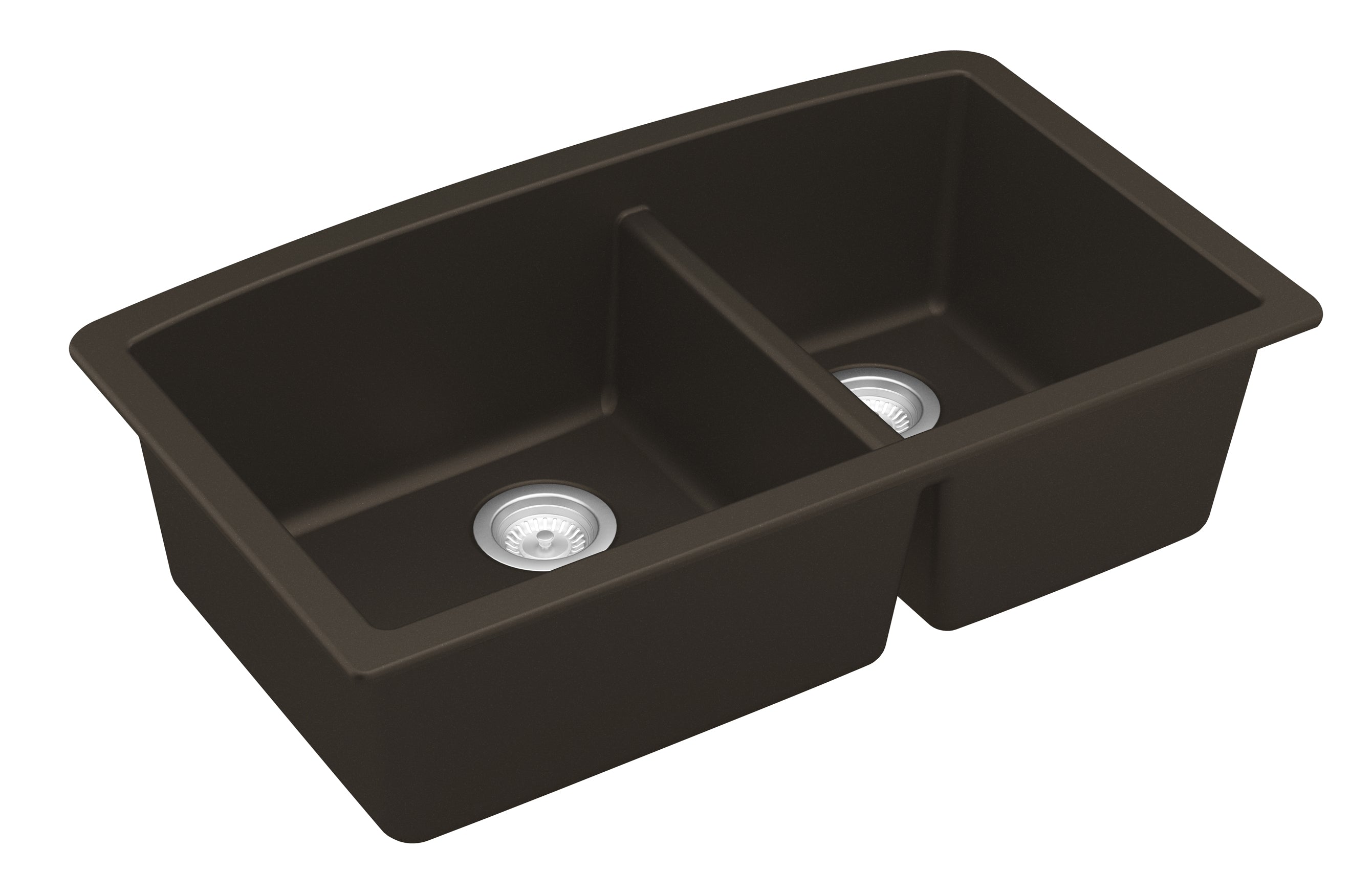 Karran 33" Undermount Quartz Composite Kitchen Sink, 60/40 Double Bowl, Brown, QU-711-BR
