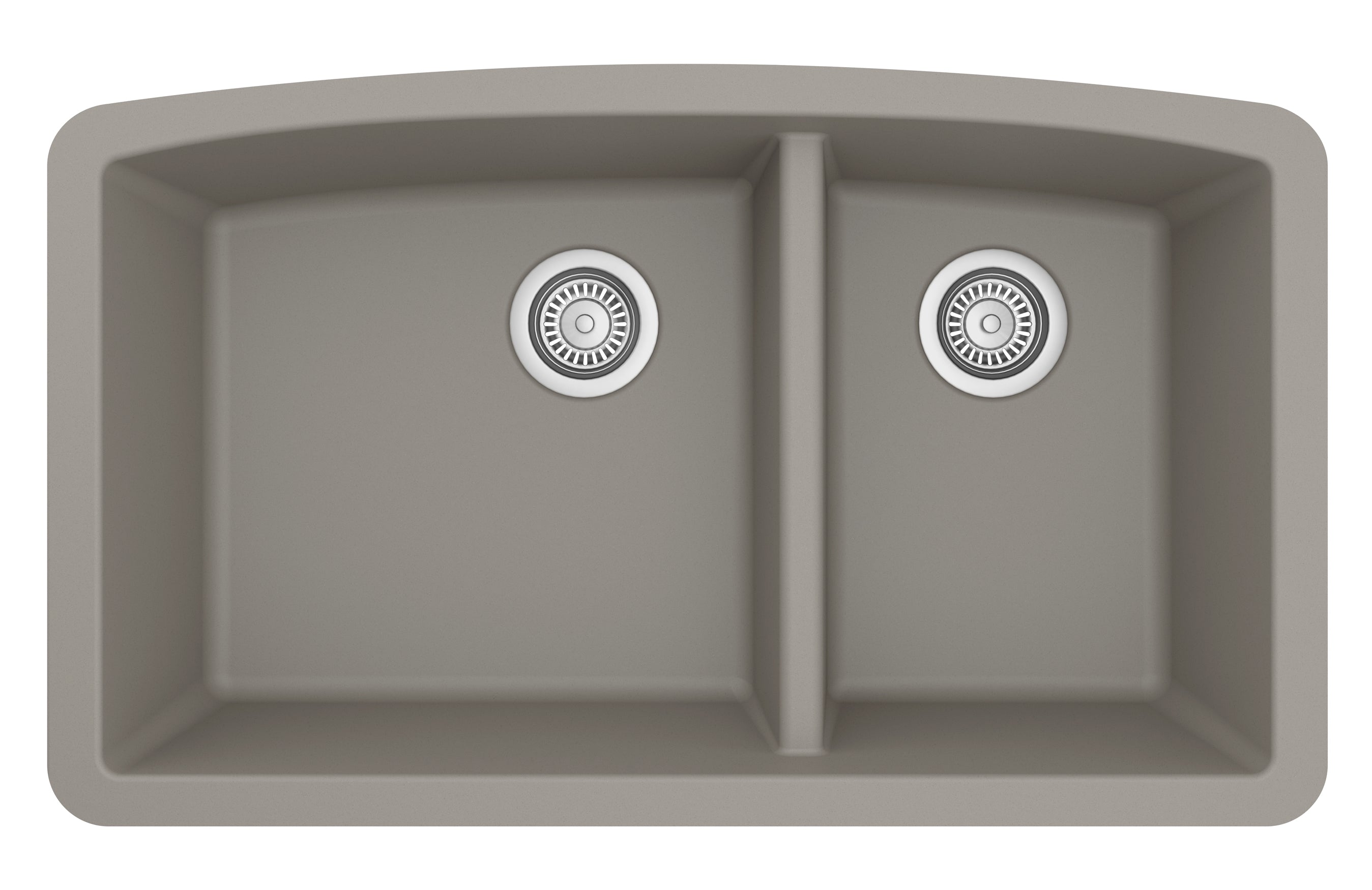 Karran 33" Undermount Quartz Composite Kitchen Sink, 60/40 Double Bowl, Concrete, QU-711-CN