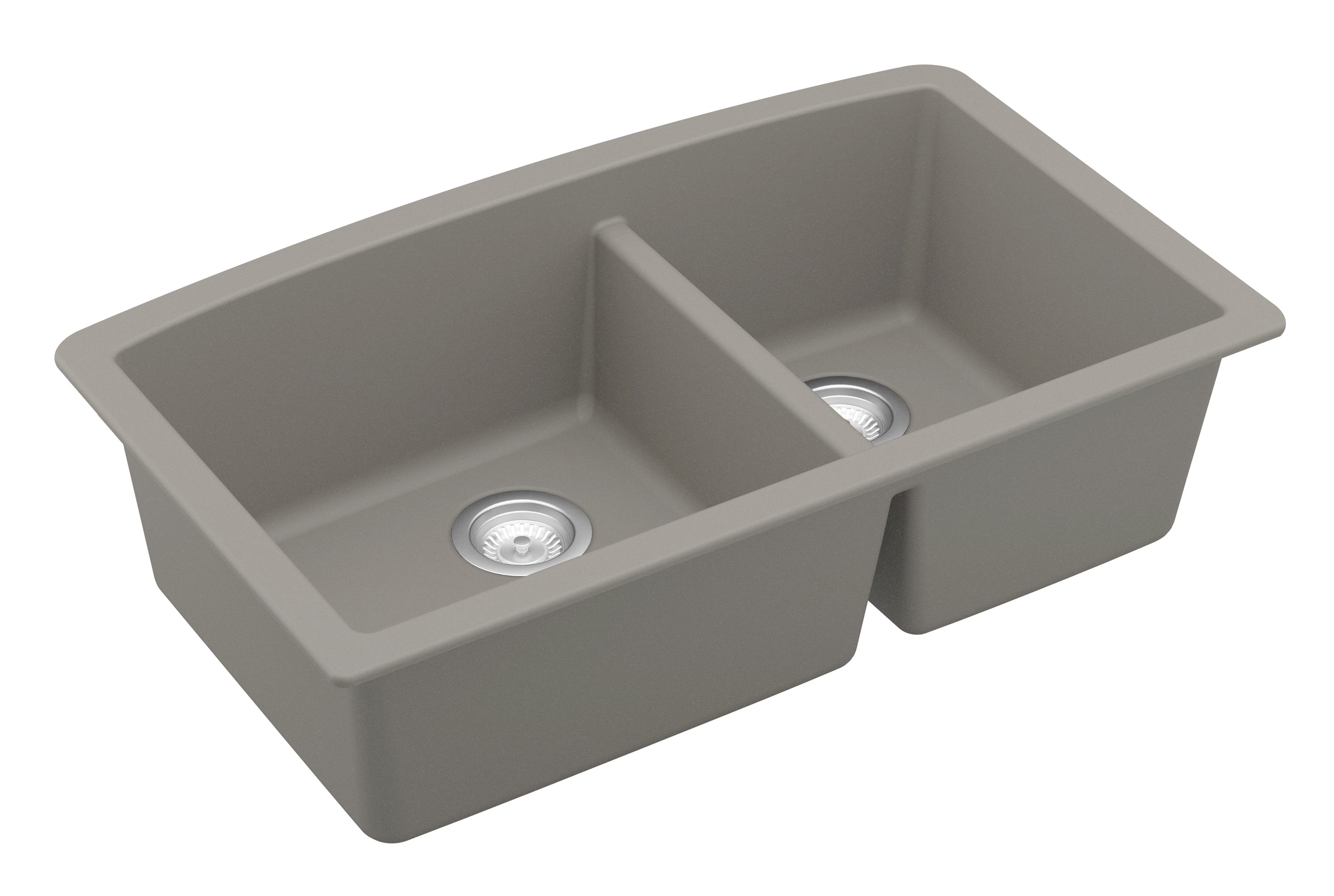 Karran 33" Undermount Quartz Composite Kitchen Sink, 60/40 Double Bowl, Concrete, QU-711-CN