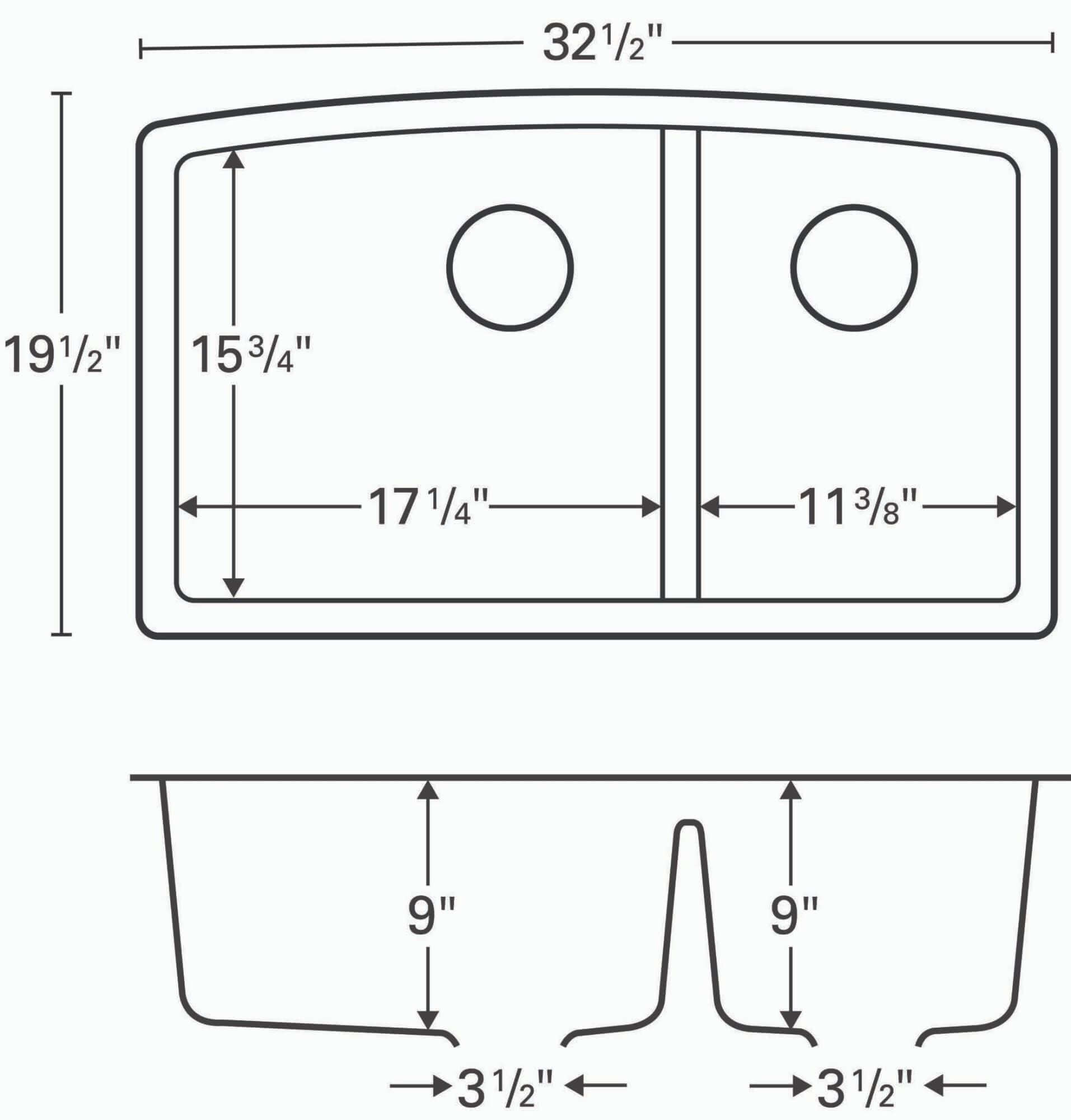 Alternate Image for Karran 32" Undermount Quartz Composite Kitchen Sink, 60/40 Double Bowl, White, QU-711-WH-PK1