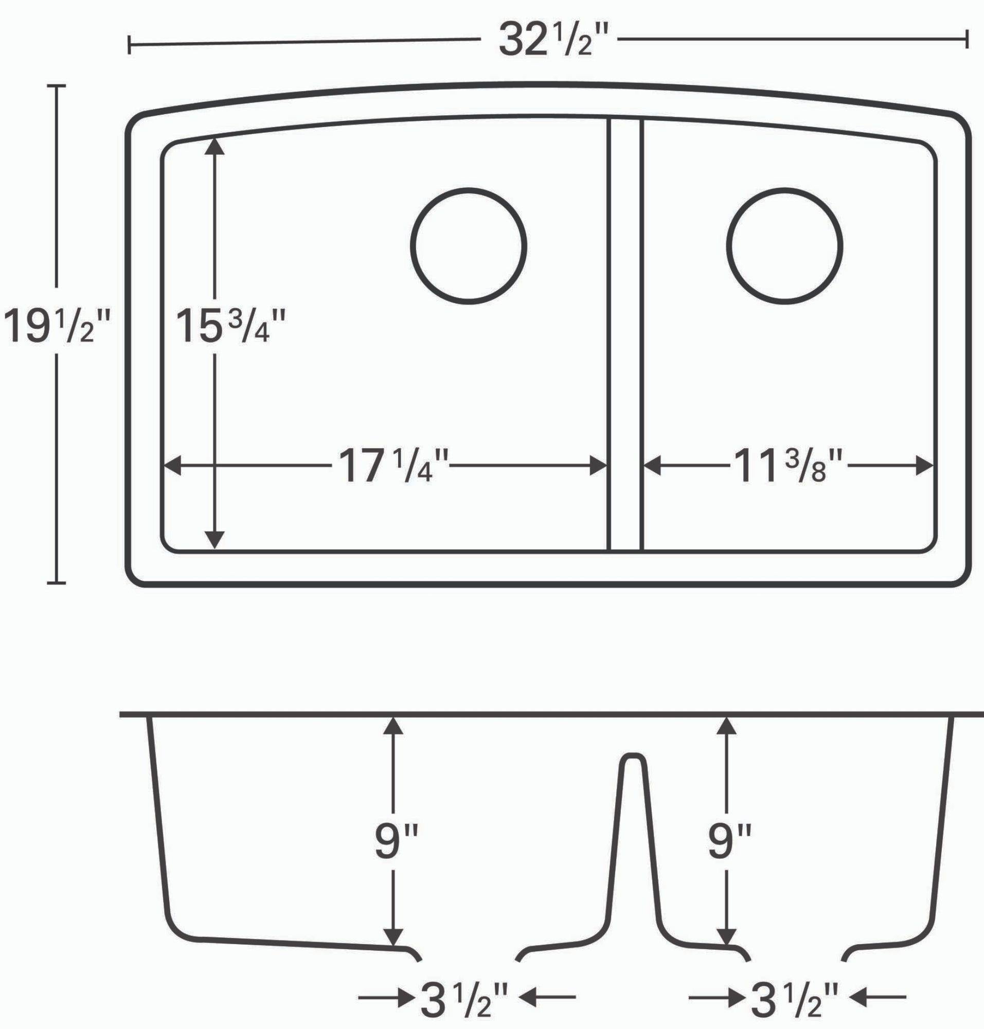 Alternate Image for Karran 32" Undermount Quartz Composite Kitchen Sink, 60/40 Double Bowl, Bisque, QU-711-BI-PK1