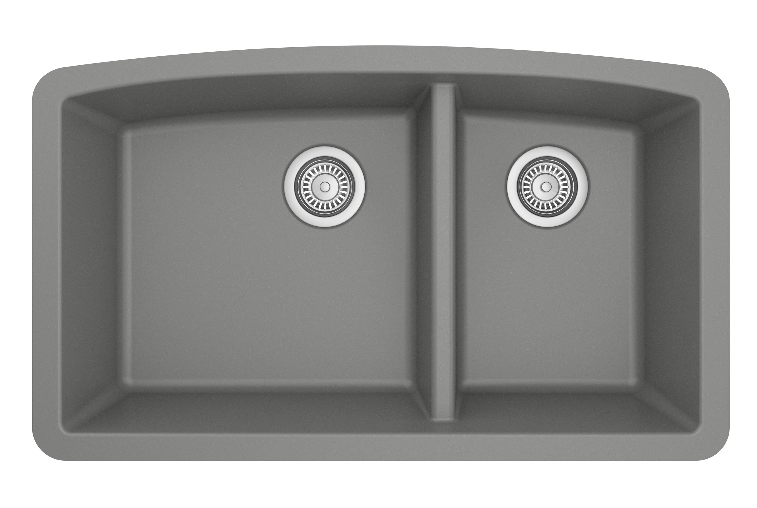 Karran 33" Undermount Quartz Composite Kitchen Sink, 60/40 Double Bowl, Grey, QU-711-GR