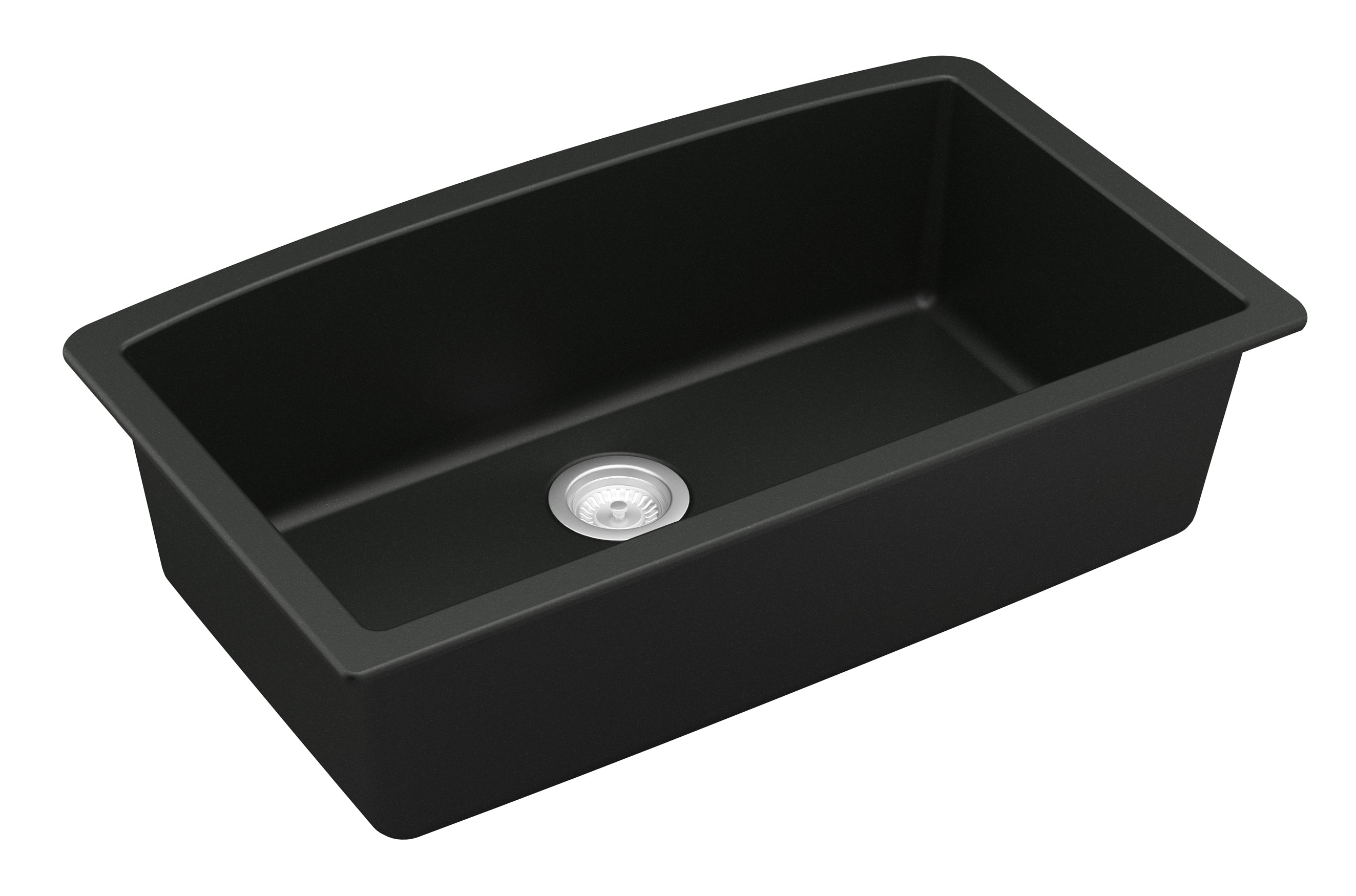 Karran 33" Undermount Quartz Composite Kitchen Sink, Black, QU-712-BL