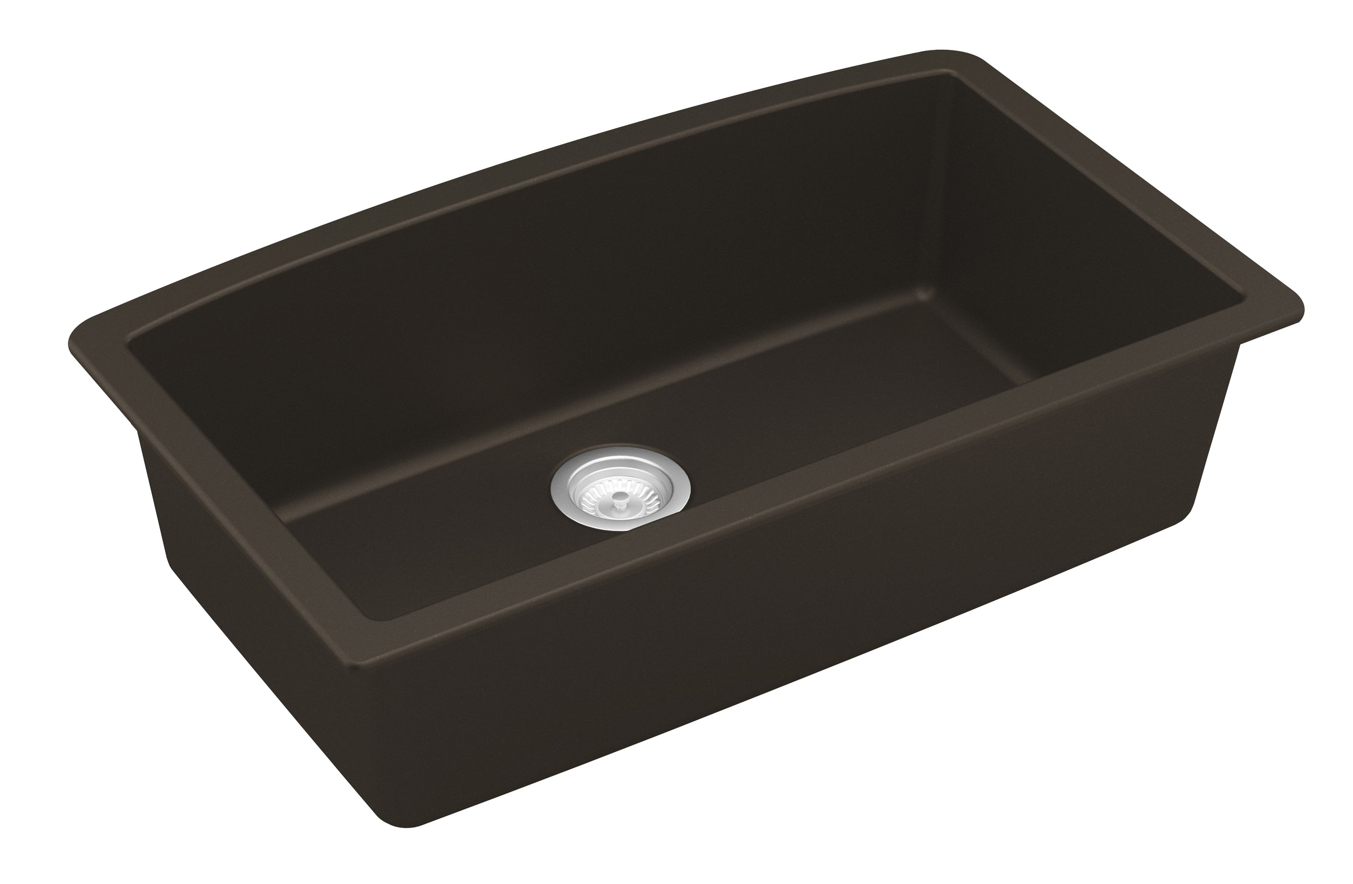 Karran 33" Undermount Quartz Composite Kitchen Sink, Brown, QU-712-BR