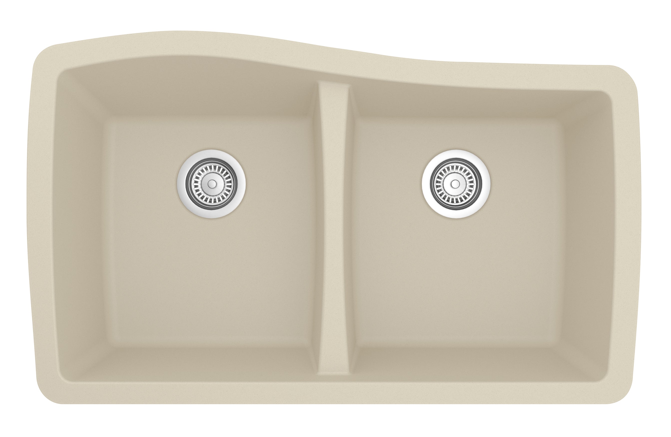 Karran 34" Undermount Quartz Composite Kitchen Sink, 50/50 Double Bowl, Bisque, QU-720-BI