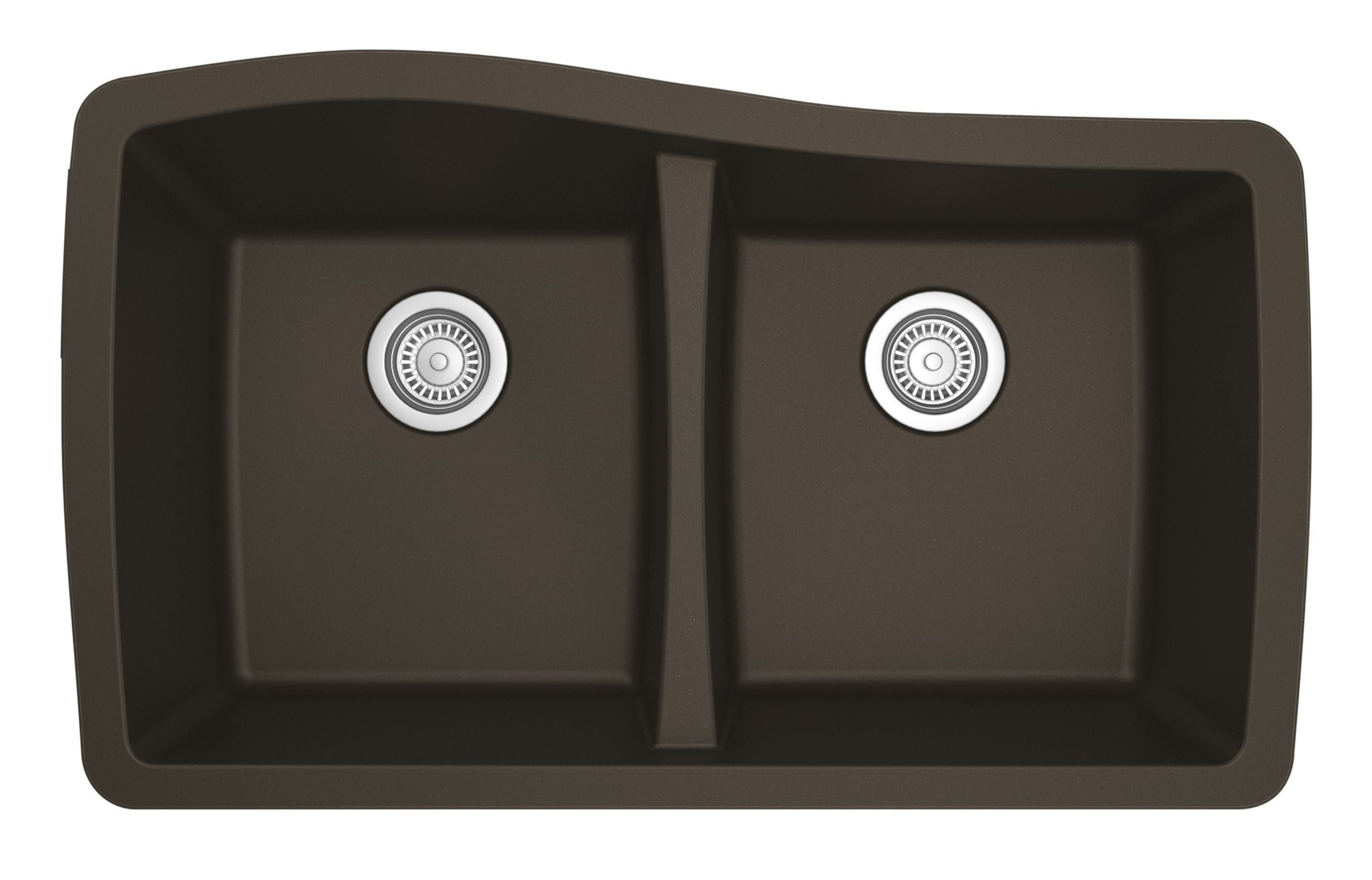 Alternate Image for Karran 34" Undermount Quartz Composite Kitchen Sink with Accessories, 50/50 Double Bowl, Brown, QU-720-BR-PK1