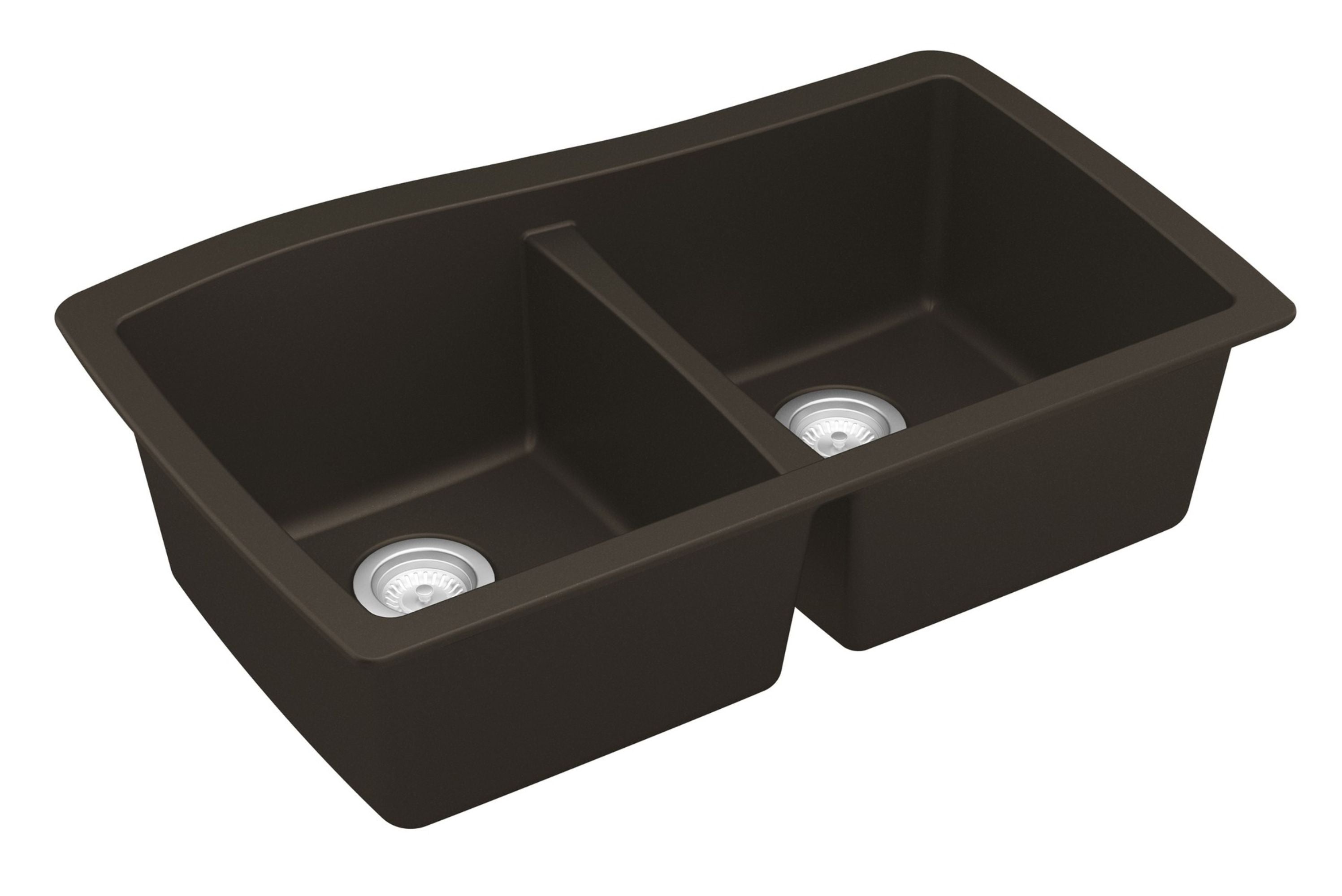 Alternate Image for Karran 34" Undermount Quartz Composite Kitchen Sink with Accessories, 50/50 Double Bowl, Brown, QU-720-BR-PK1