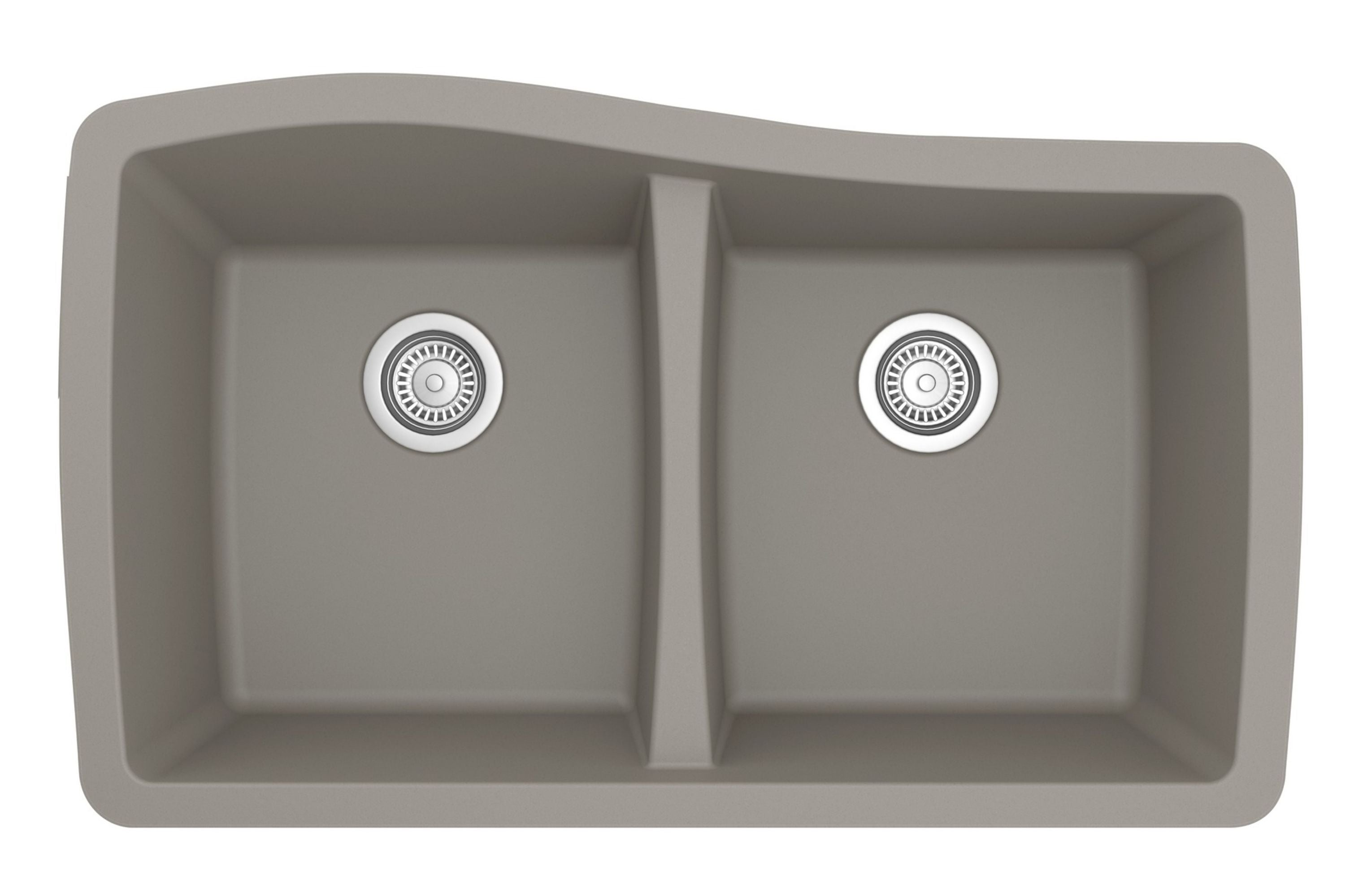 Alternate Image for Karran 34" Undermount Quartz Composite Kitchen Sink with Accessories, 50/50 Double Bowl, Concrete, QU-720-CN-PK1