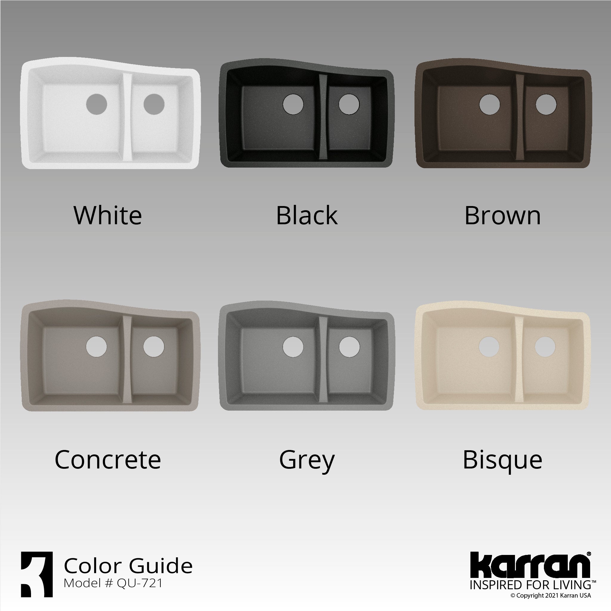 Alternate Image for Karran 34" Undermount Quartz Composite Kitchen Sink with Accessories, 60/40 Double Bowl, Concrete, QU-721-CN-PK1