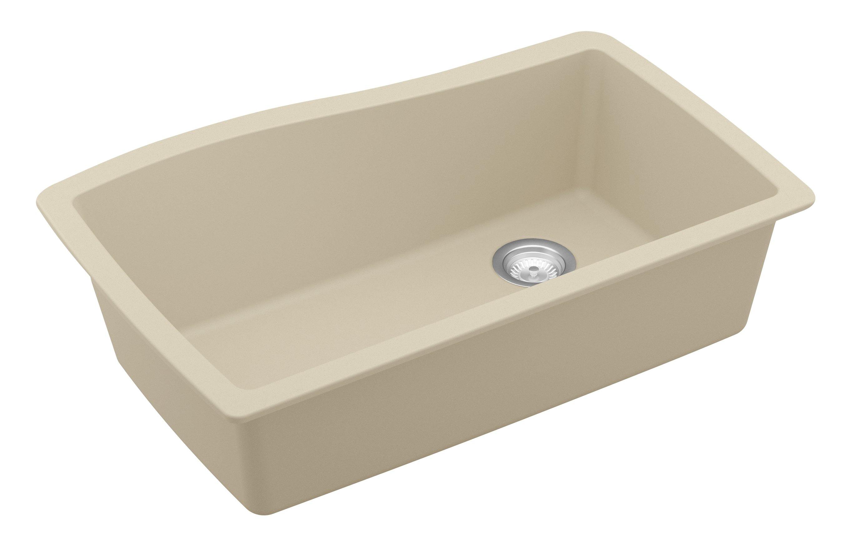 Karran 34" Undermount Quartz Composite Kitchen Sink, Bisque, QU-722-BI