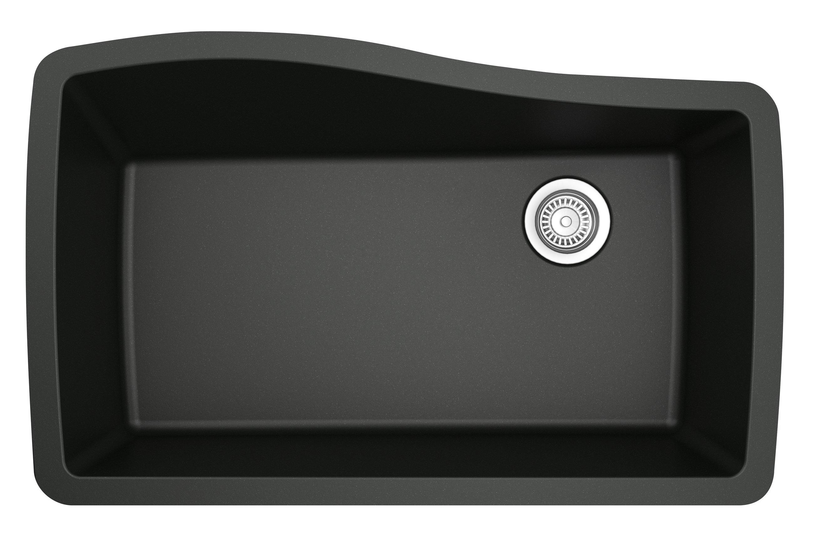Alternate Image for Karran 34" Undermount Quartz Composite Kitchen Sink, Black, QU-722-BL