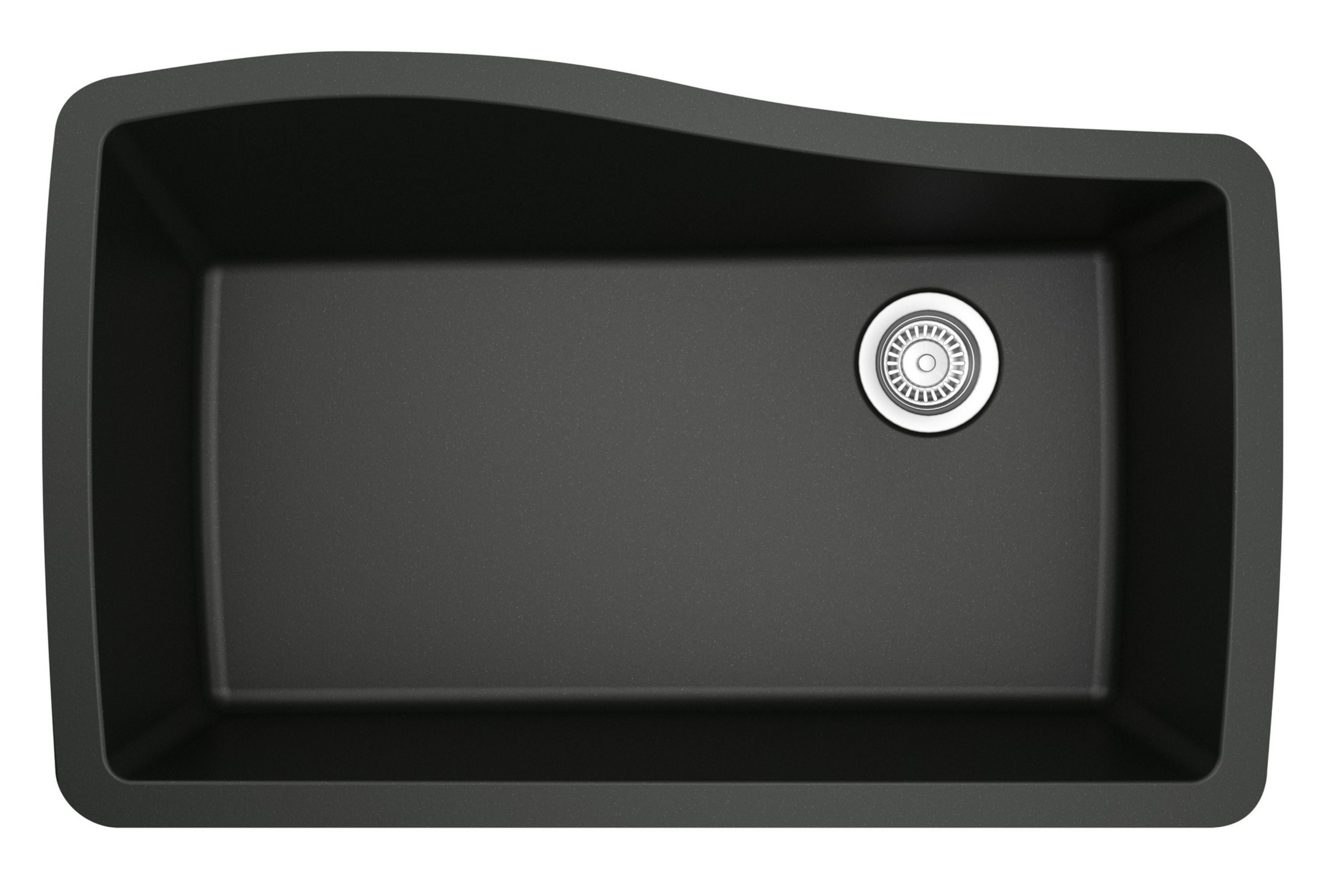 Alternate Image for Karran 34" Undermount Quartz Composite Kitchen Sink with Accessories, Black, QU-722-BL-PK1