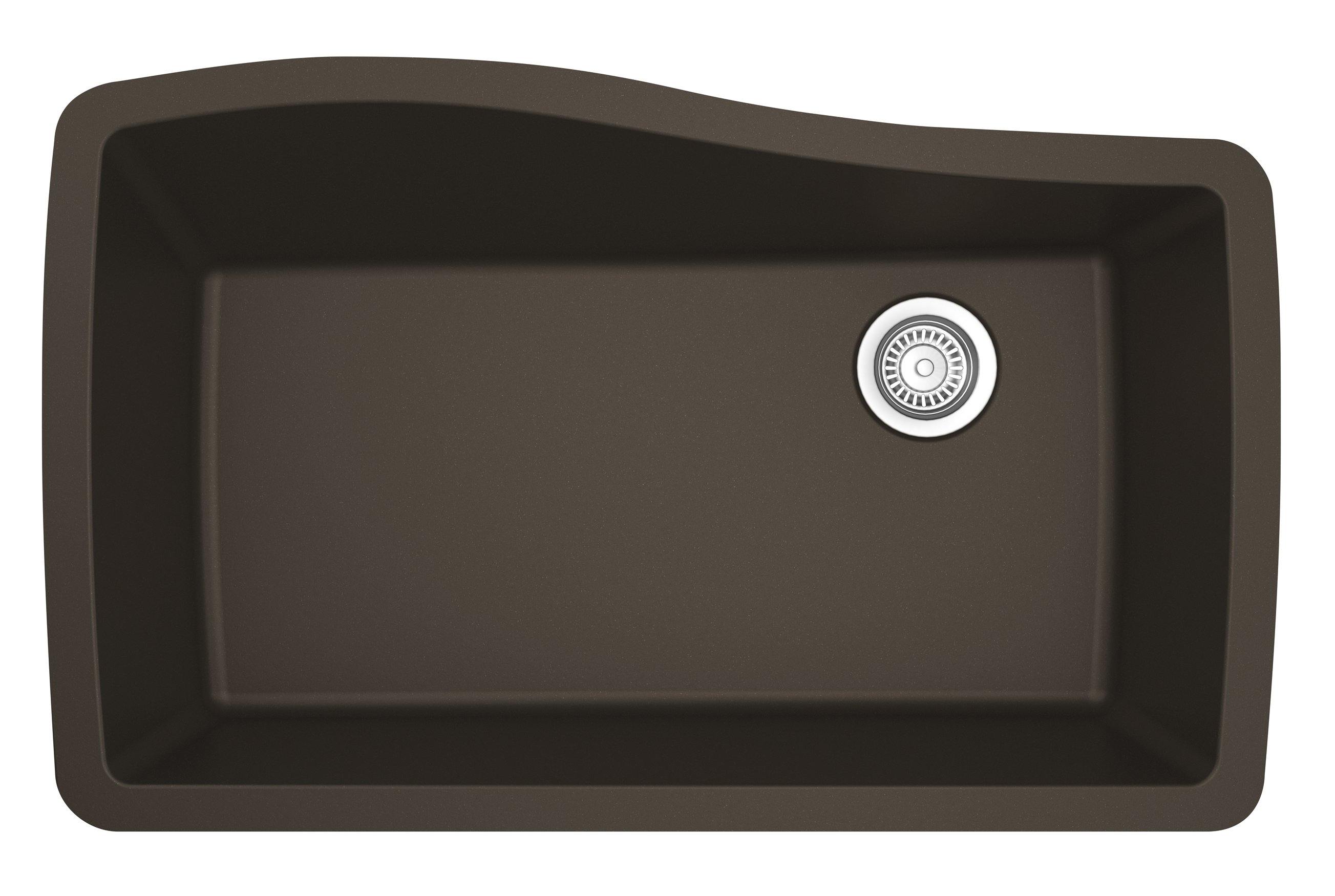 Karran 34" Undermount Quartz Composite Kitchen Sink, Brown, QU-722-BR
