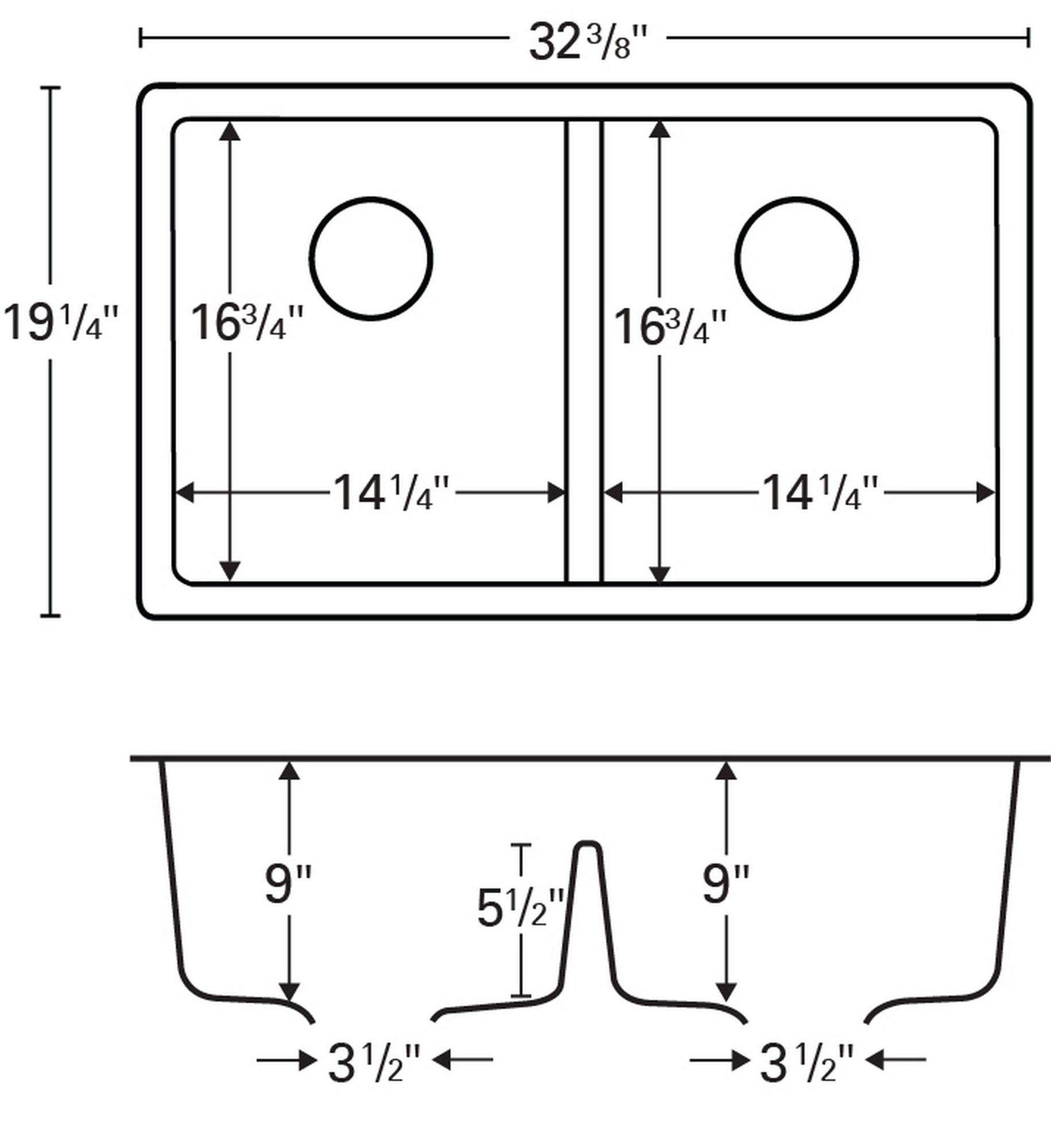 Alternate Image for Karran 32" Undermount Quartz Composite Kitchen Sink, 50/50 Double Bowl, Bisque, QU-810-BI