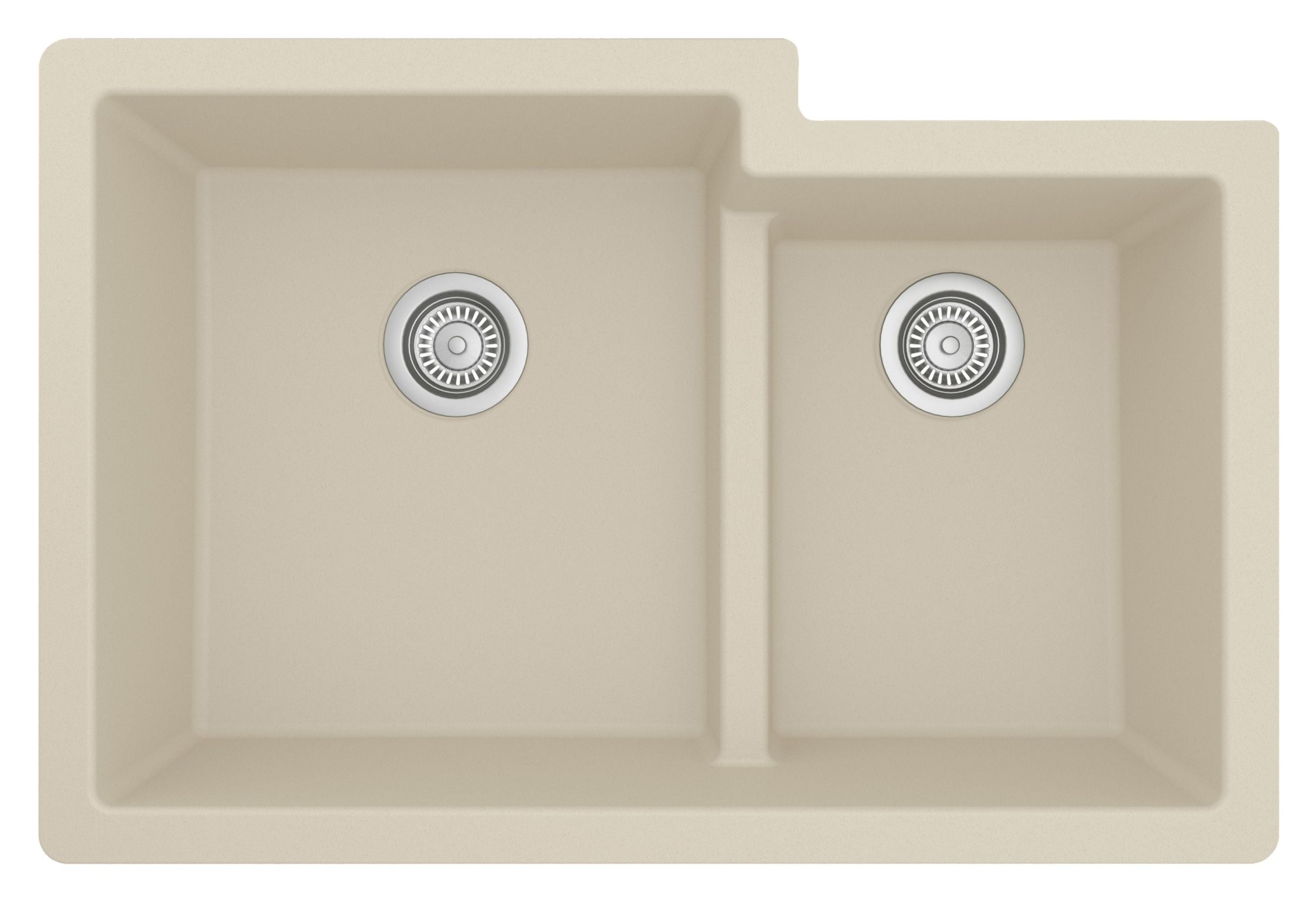 Karran 32" Undermount Quartz Composite Kitchen Sink, 60/40 Double Bowl, Bisque, QU-811-BI