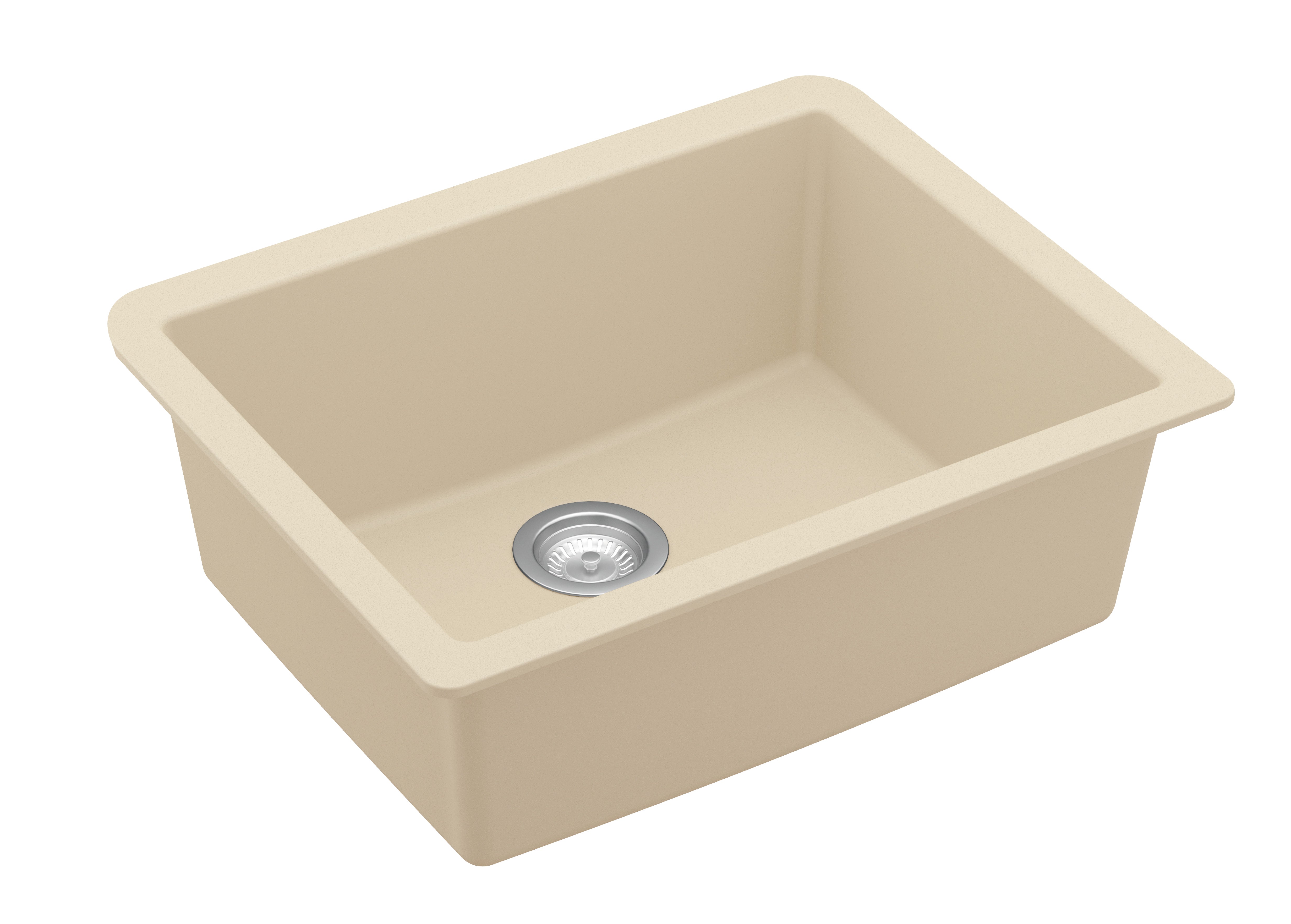 Alternate Image for Karran 24" Undermount Quartz Composite Kitchen Sink, Bisque, QU-820-BI