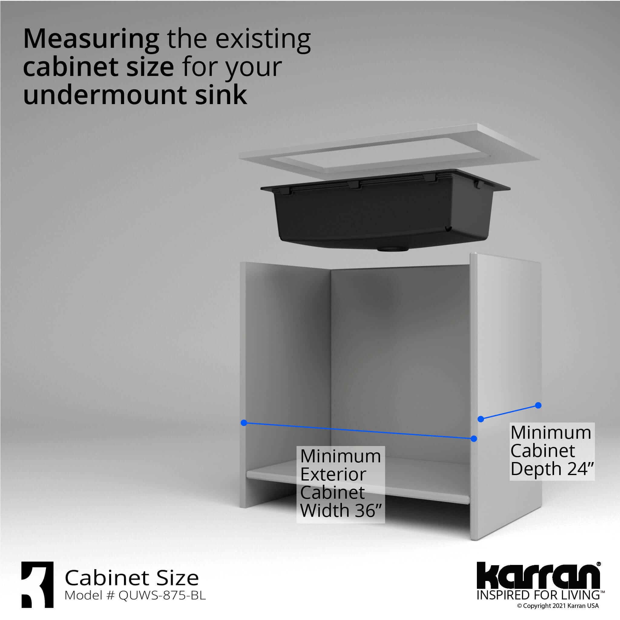 Alternate Image for Karran 33" Undermount Quartz Composite Workstation Kitchen Sink with Accessories, Black, QUWS-875-BL