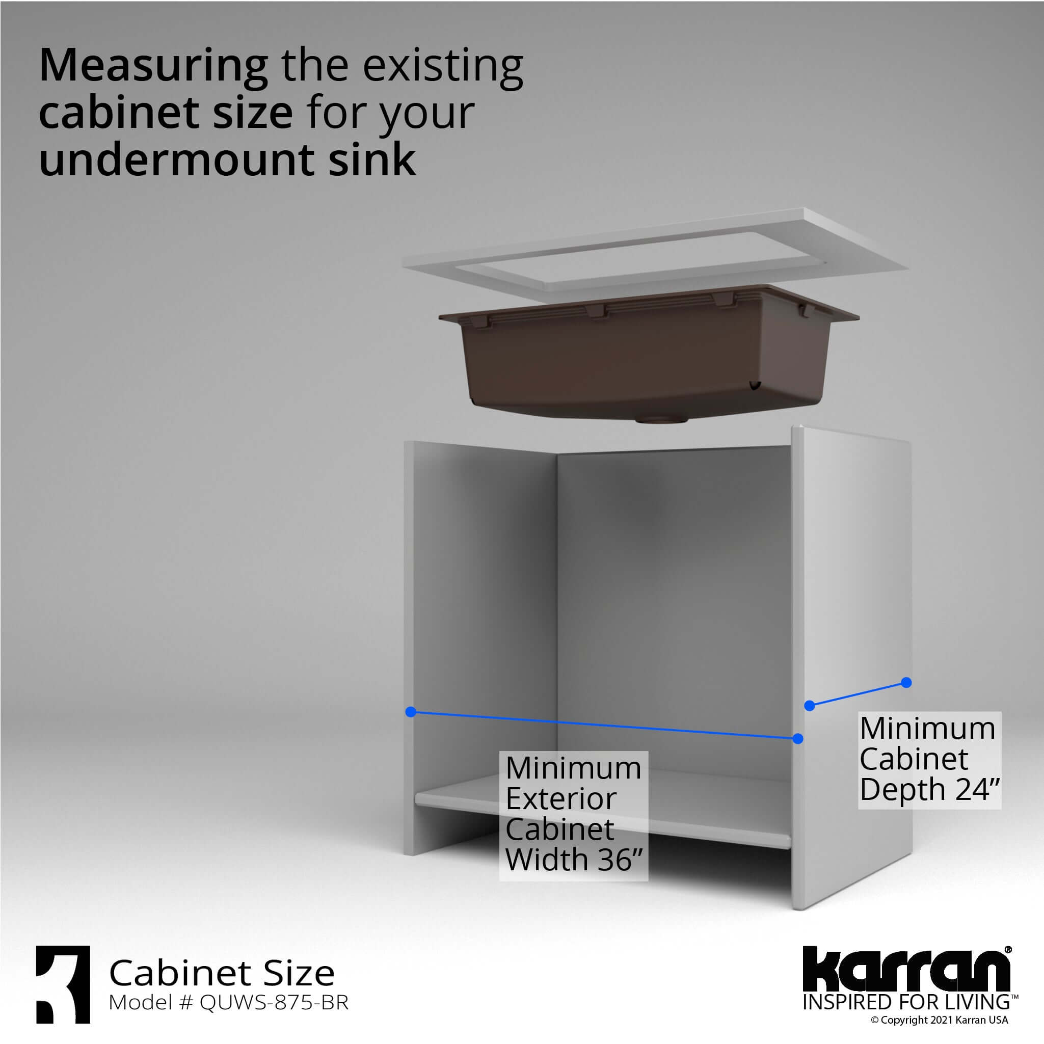 Alternate Image for Karran 33" Undermount Quartz Composite Workstation Kitchen Sink with Accessories, Brown, QUWS-875-BR