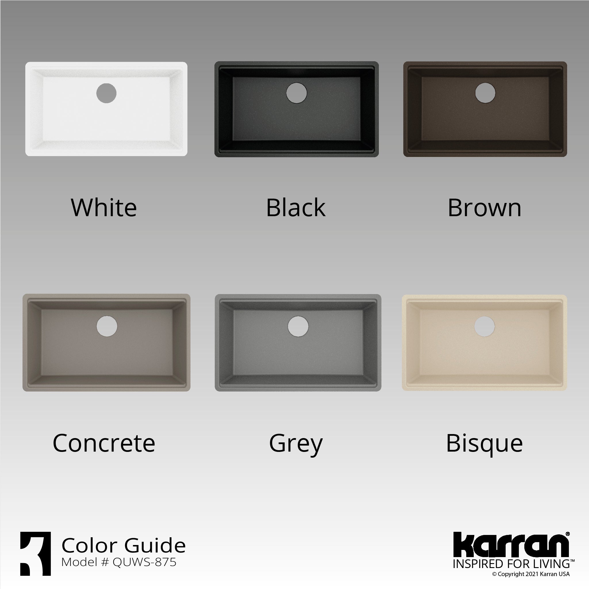 Alternate Image for Karran 33" Undermount Quartz Composite Workstation Kitchen Sink with Accessories, Grey, QUWS-875-GR