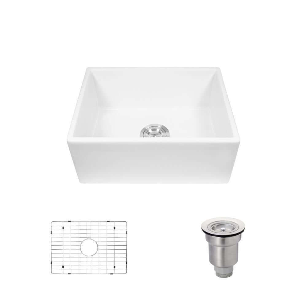 Alternate Image for Rene 24" Fireclay Farmhouse Sink, White, R10-3004-ST-B