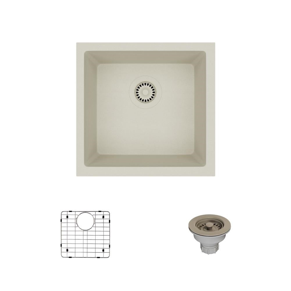 Rene 18" Composite Granite Kitchen Sink, Concrete, R3-1003-CON-ST-CGS - The Sink Boutique