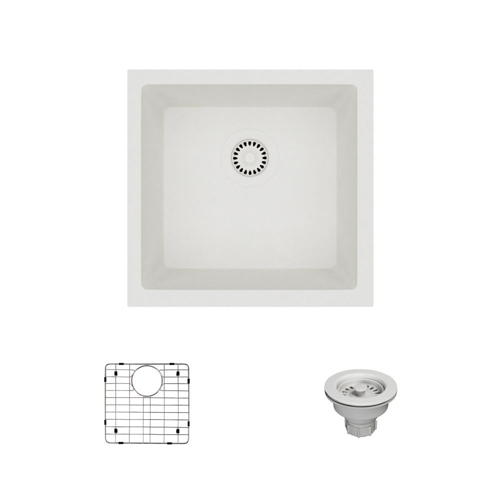 Rene 18" Composite Granite Kitchen Sink, Ivory, R3-1003-IVR-ST-CGS - The Sink Boutique
