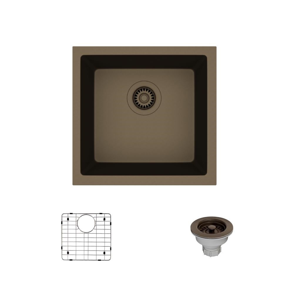 Rene 18" Composite Granite Kitchen Sink, Umber, R3-1003-UMB-ST-CGS - The Sink Boutique