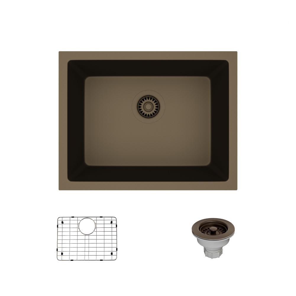 Rene 22" Composite Granite Kitchen Sink, Umber, R3-1004-UMB-ST-CGS - The Sink Boutique