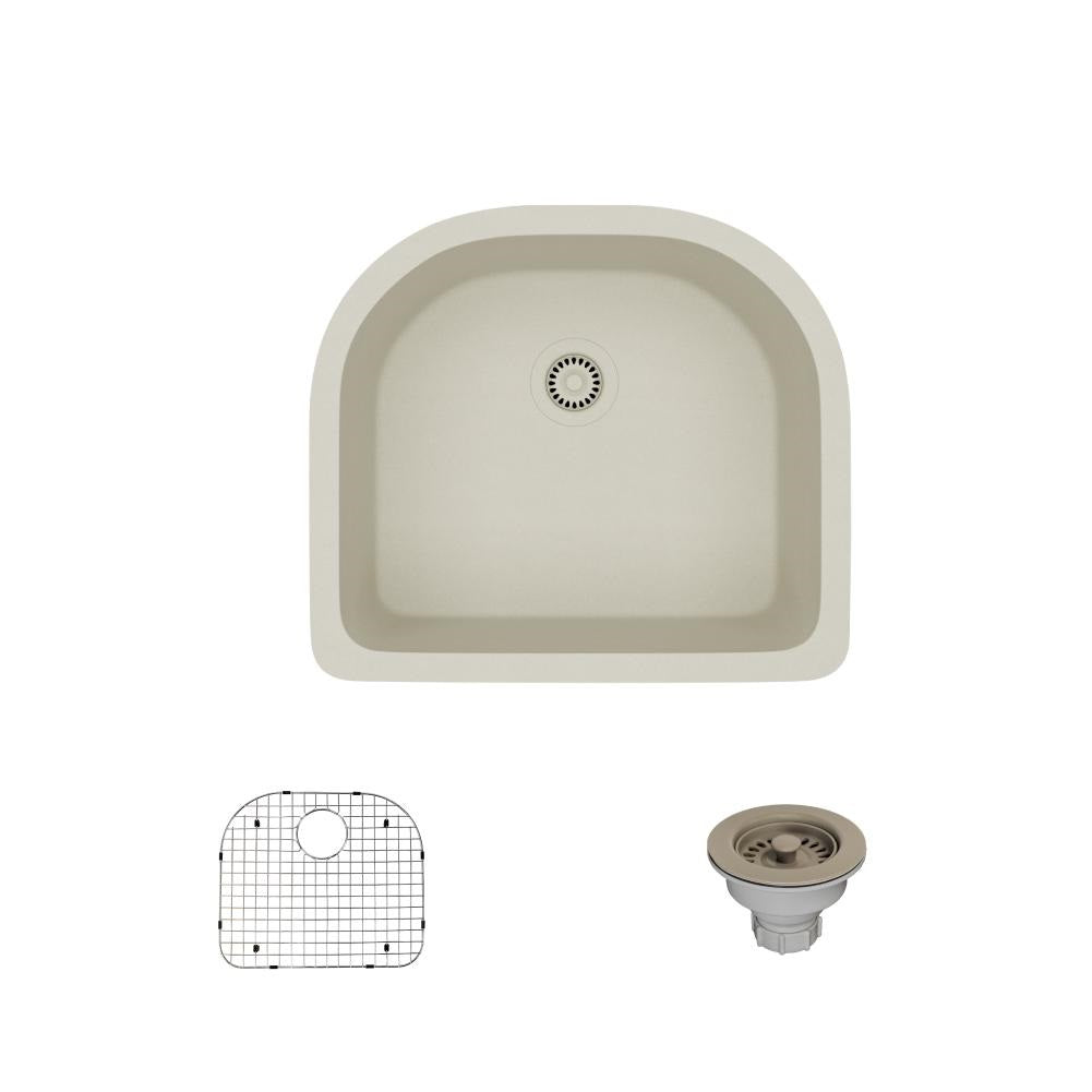 Rene 25" Composite Granite Kitchen Sink, Concrete, R3-1005-CON-ST-CGS - The Sink Boutique