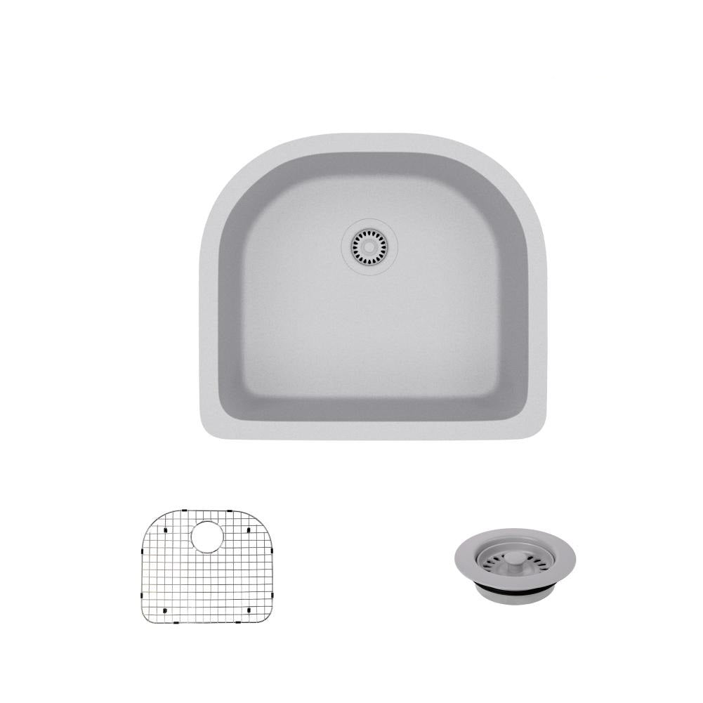 Alternate Image for Rene 25" Composite Granite Kitchen Sink, Pewter, R3-1005-PWT-ST-CGF